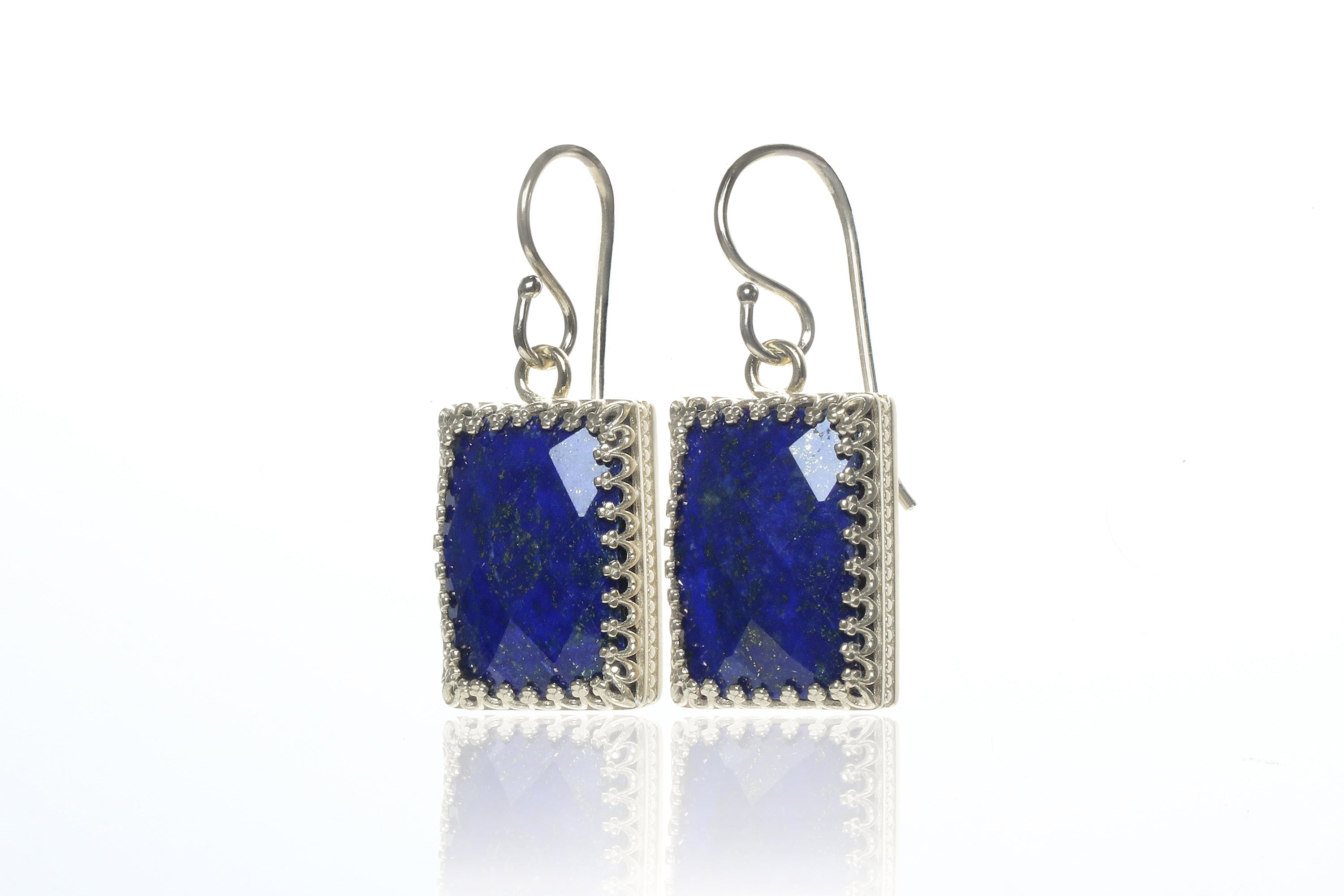 Rectangle Lapis Lazuli Gold Earrings Earrings Anemone Jewelry