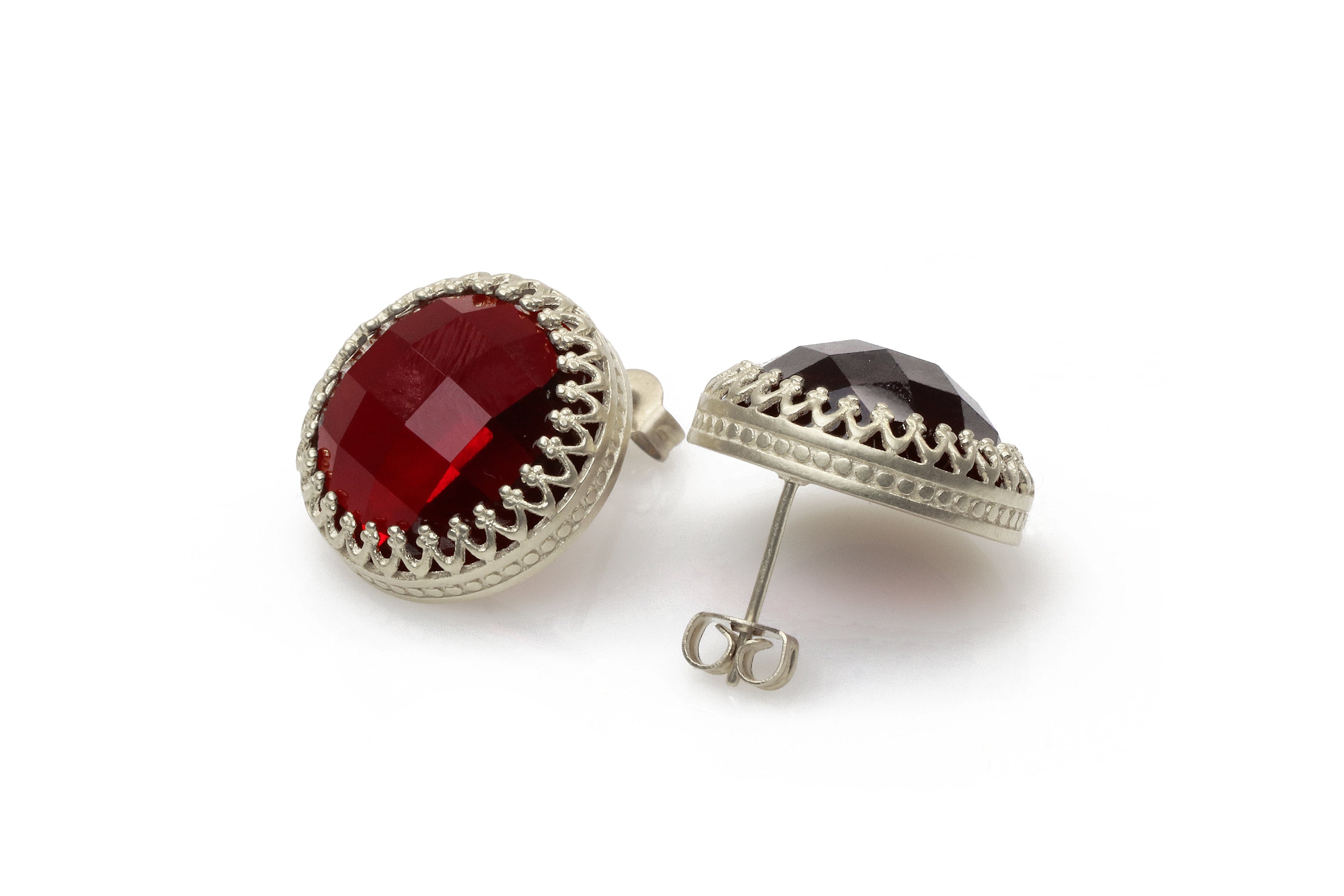 Bold Red Garnet Sterling Silver Earrings Earrings Anemone Jewelry