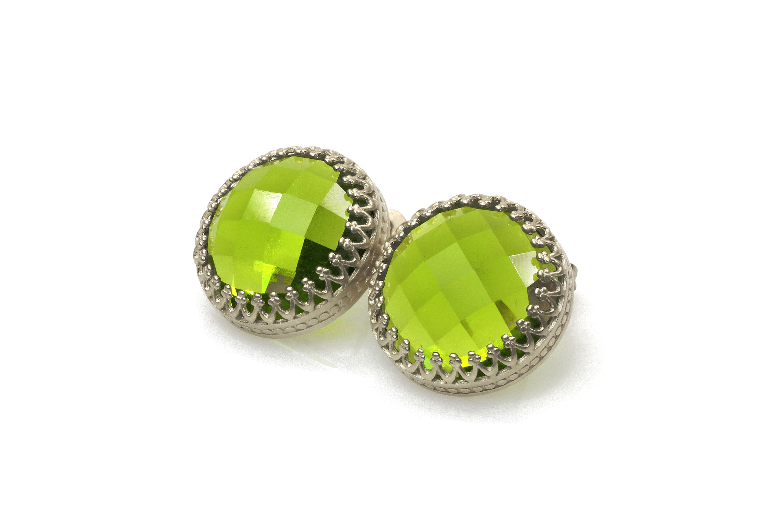 Lush Peridot Jewelry Handmade Sterling Silver Stud Earrings Earrings Anemone Jewelry