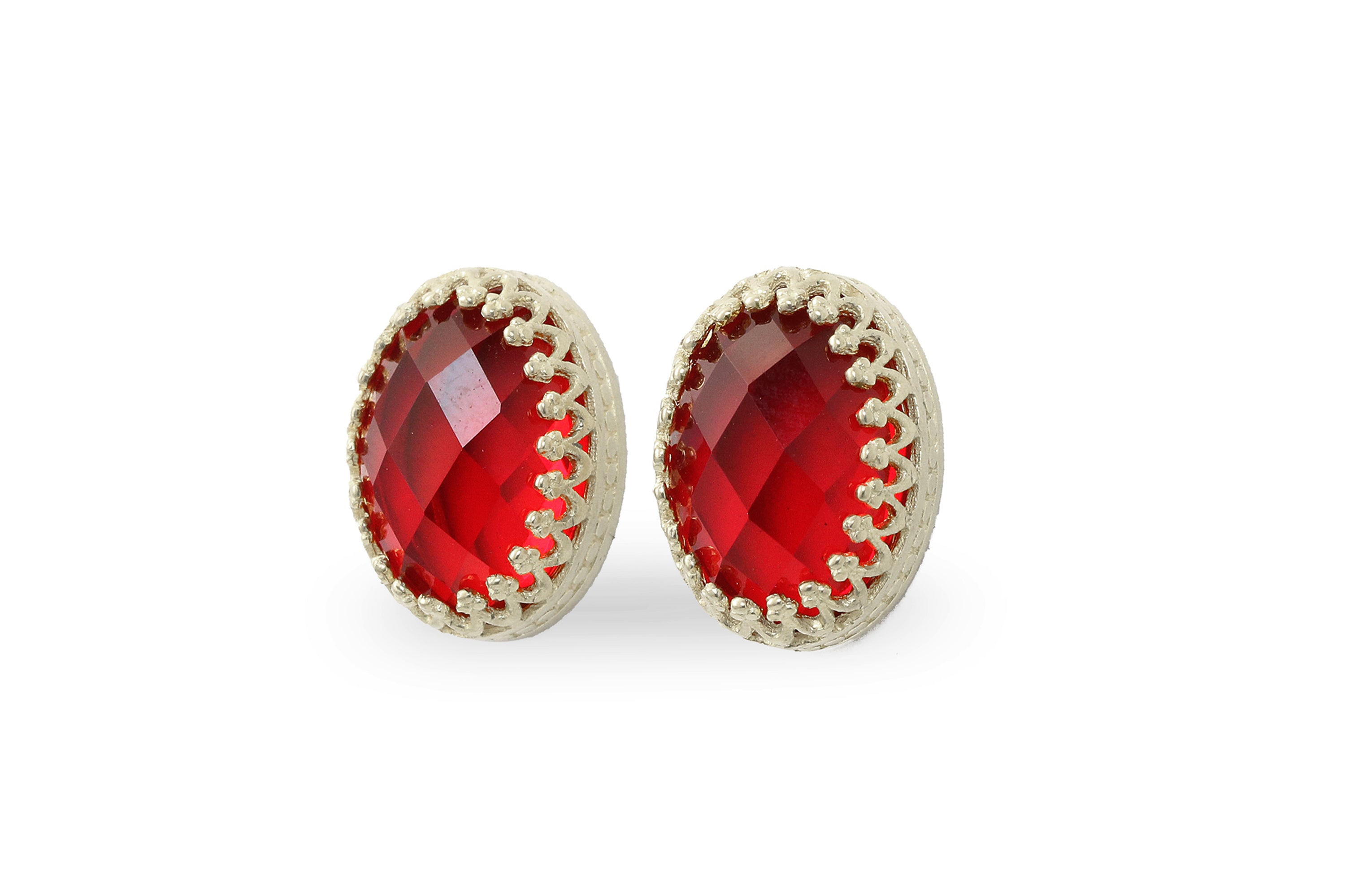 Oval Garnet Stud Earrings in Sterling Silver Earrings Anemone Jewelry