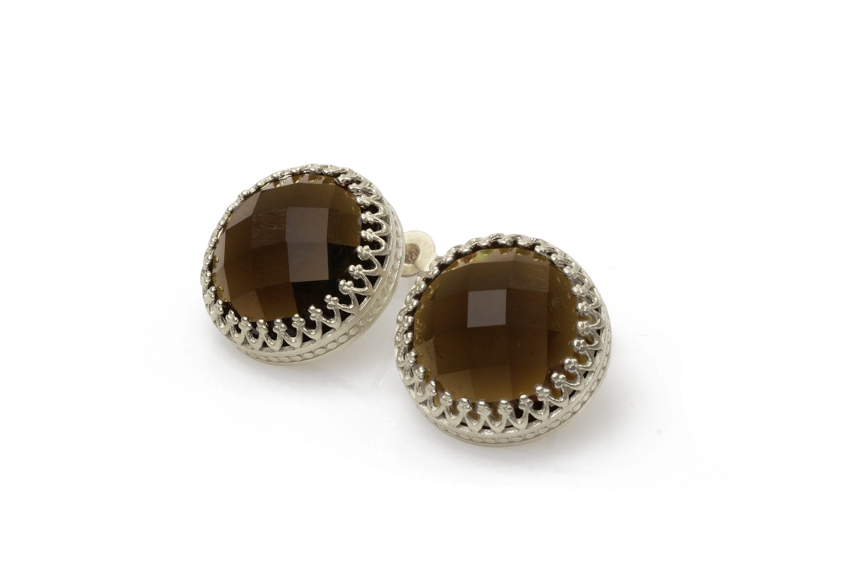 Sterling Silver Earrings with Smoky Quartz Earrings Anemone Jewelry