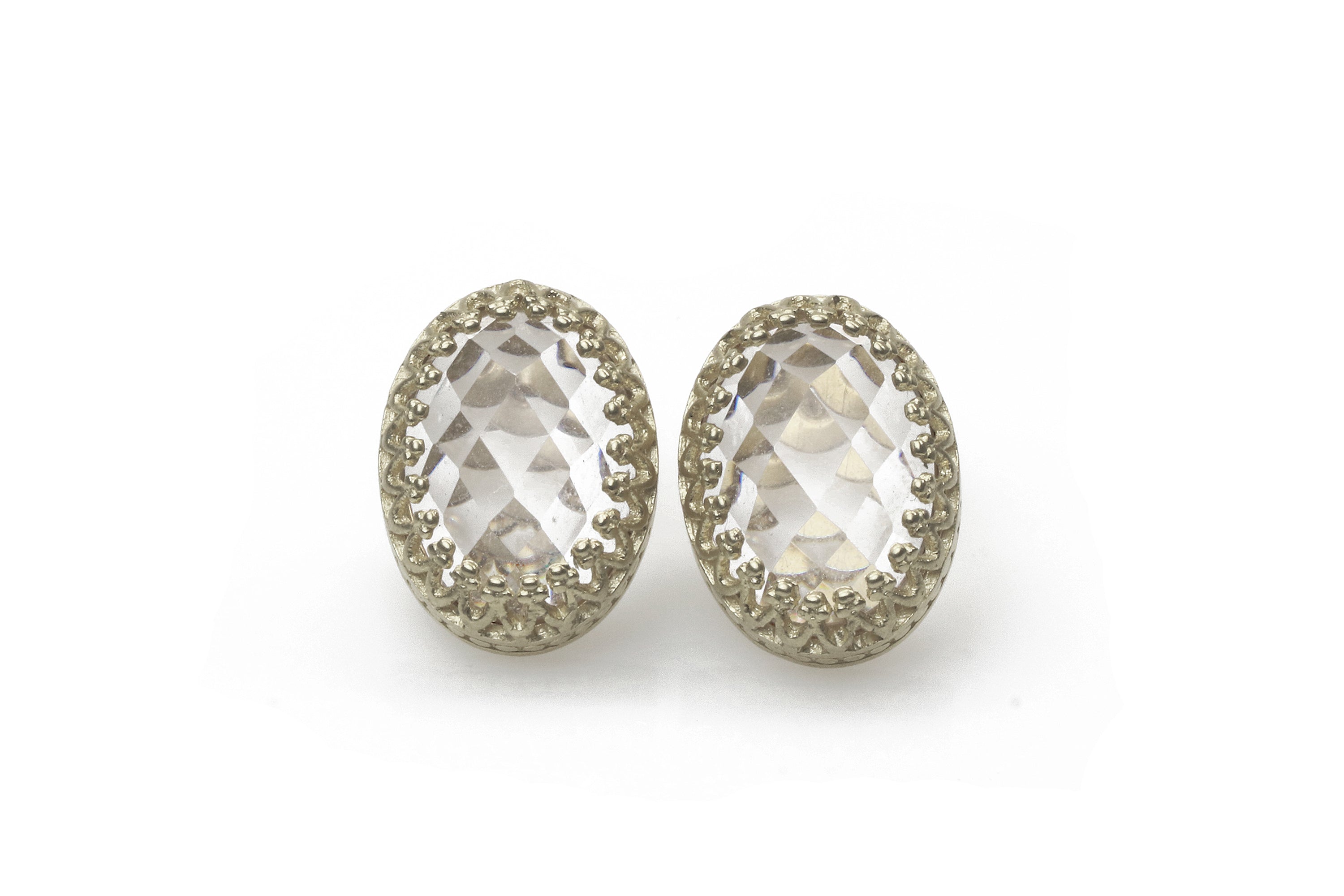 Crystal Quartz Earrings in Gold Earrings Anemone Jewelry