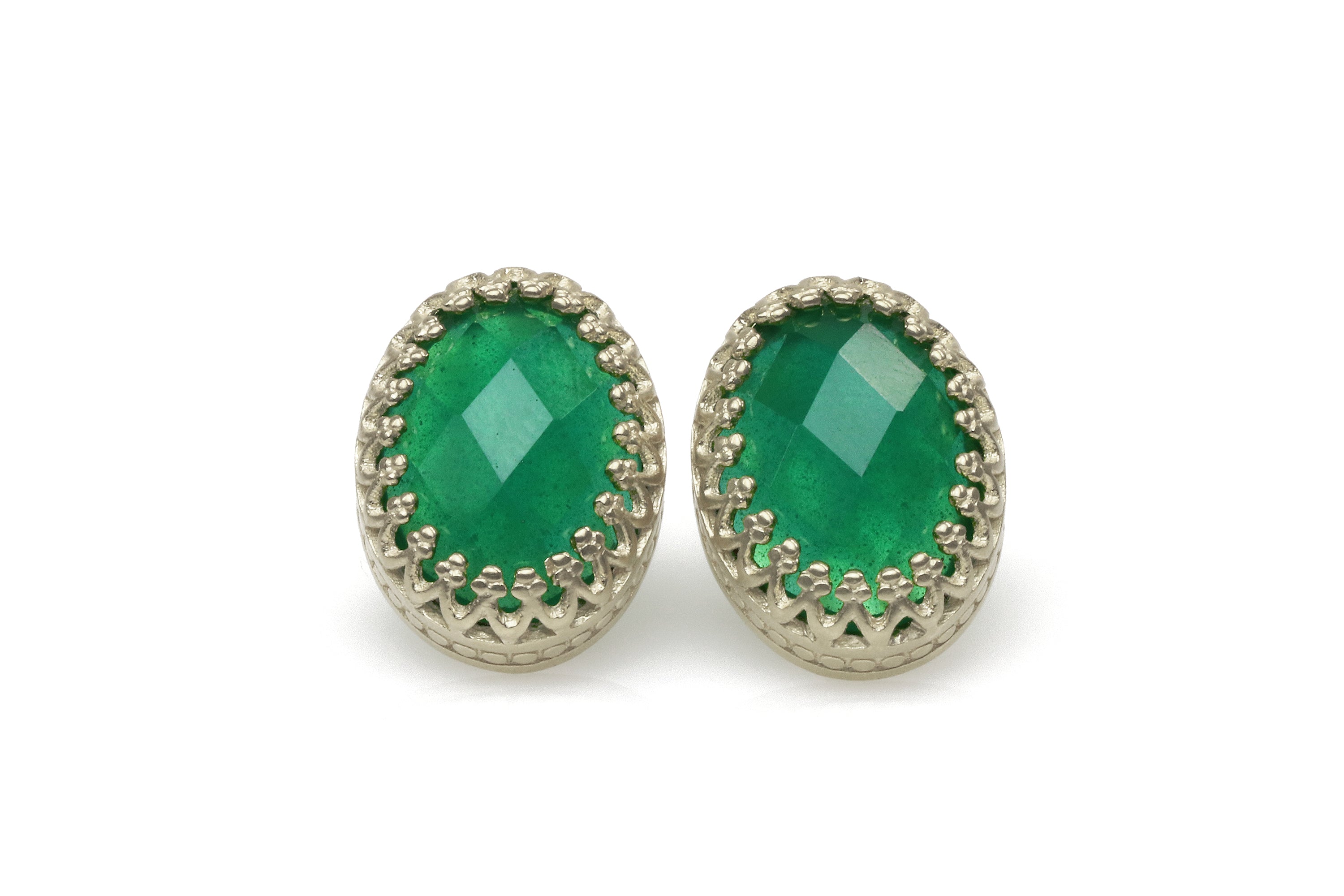 Grand Faceted Green Onyx Gold Earrings Earrings Anemone Jewelry