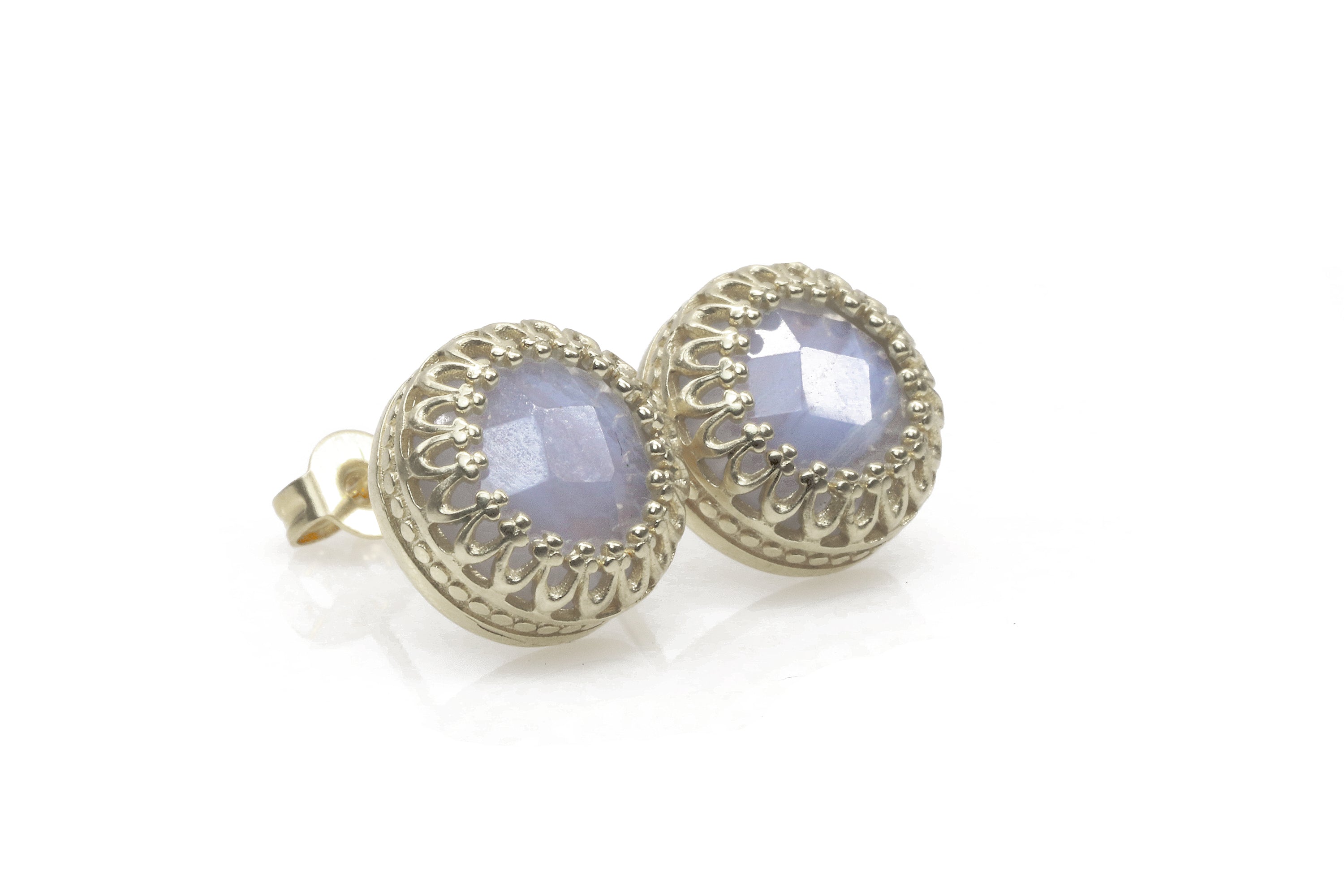 925 Sterling Silver Earrings with Lace Agate Earrings Anemone Jewelry