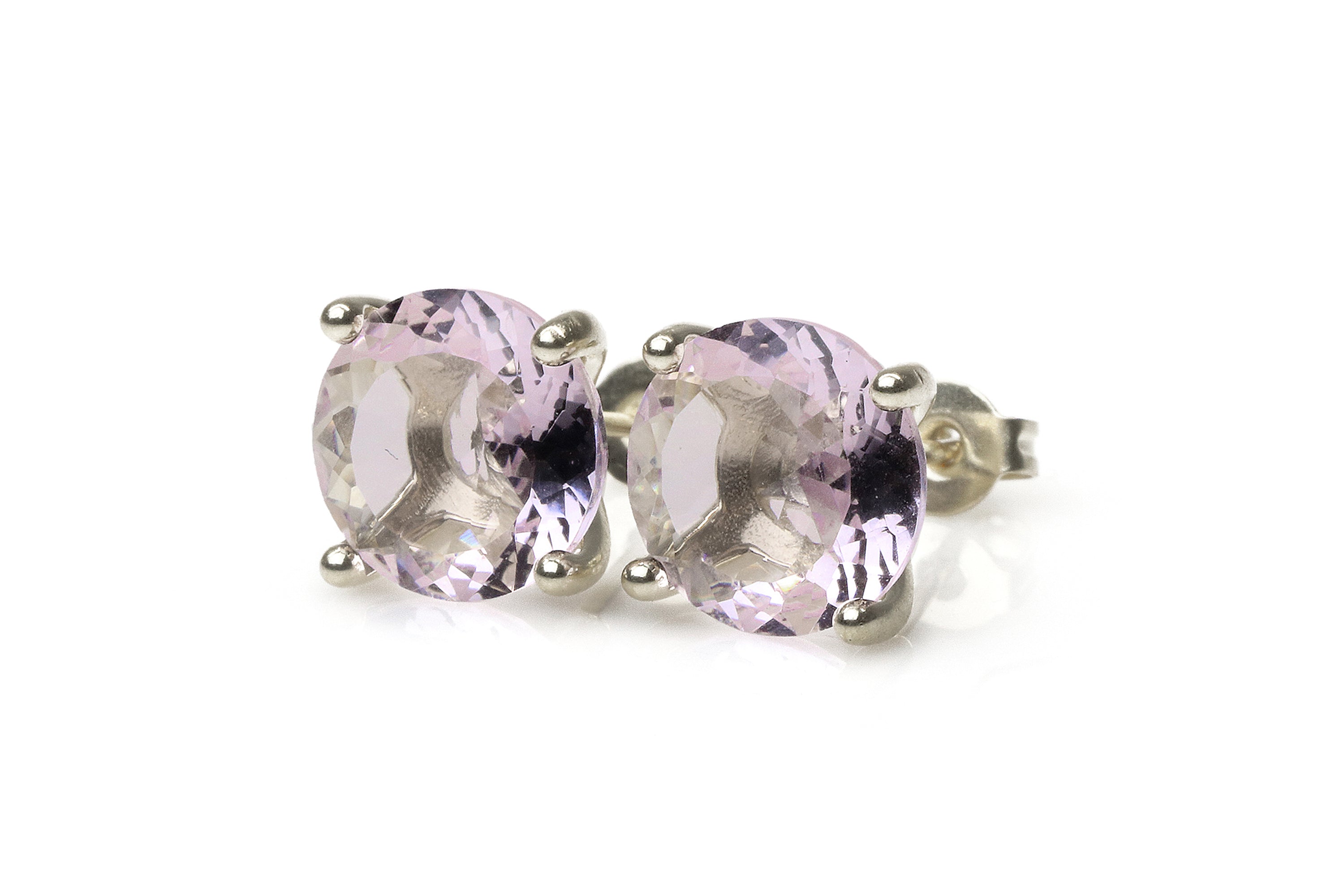 Round Rose Quartz Earrings in Gold Earrings Anemone Unique