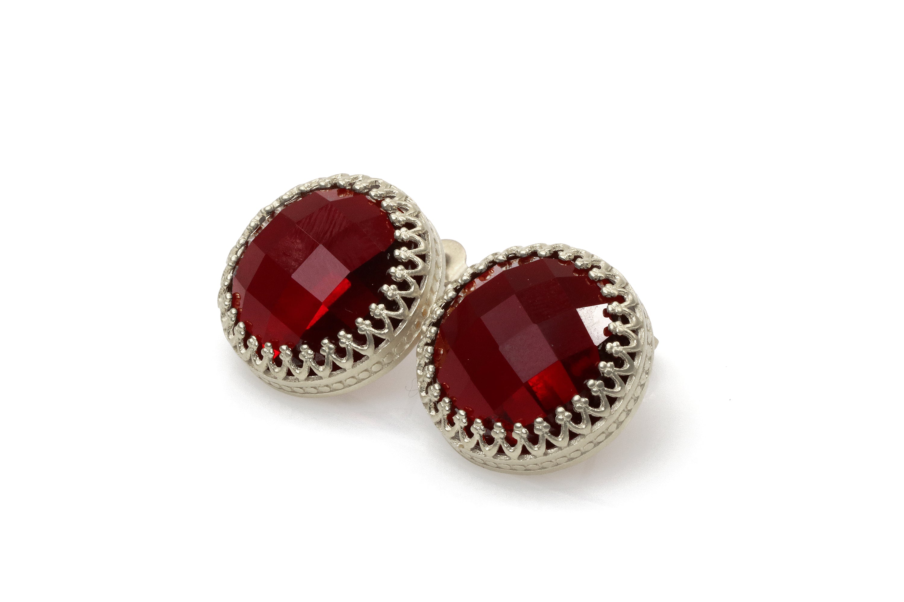 Bold Red Garnet Sterling Silver Earrings Earrings Anemone Jewelry
