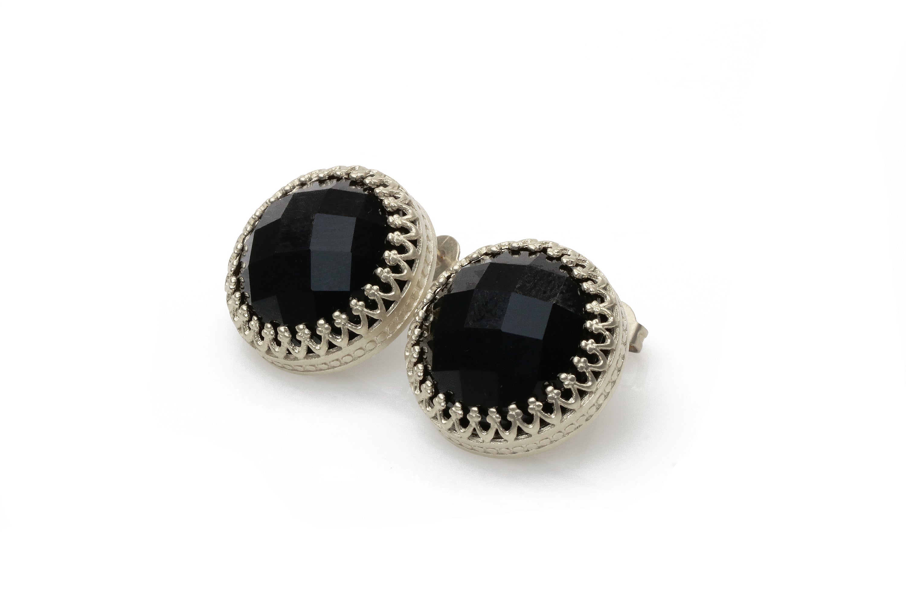 Black Onyx Gemstone Earrings in 14k Gold Earrings Anemone Jewelry