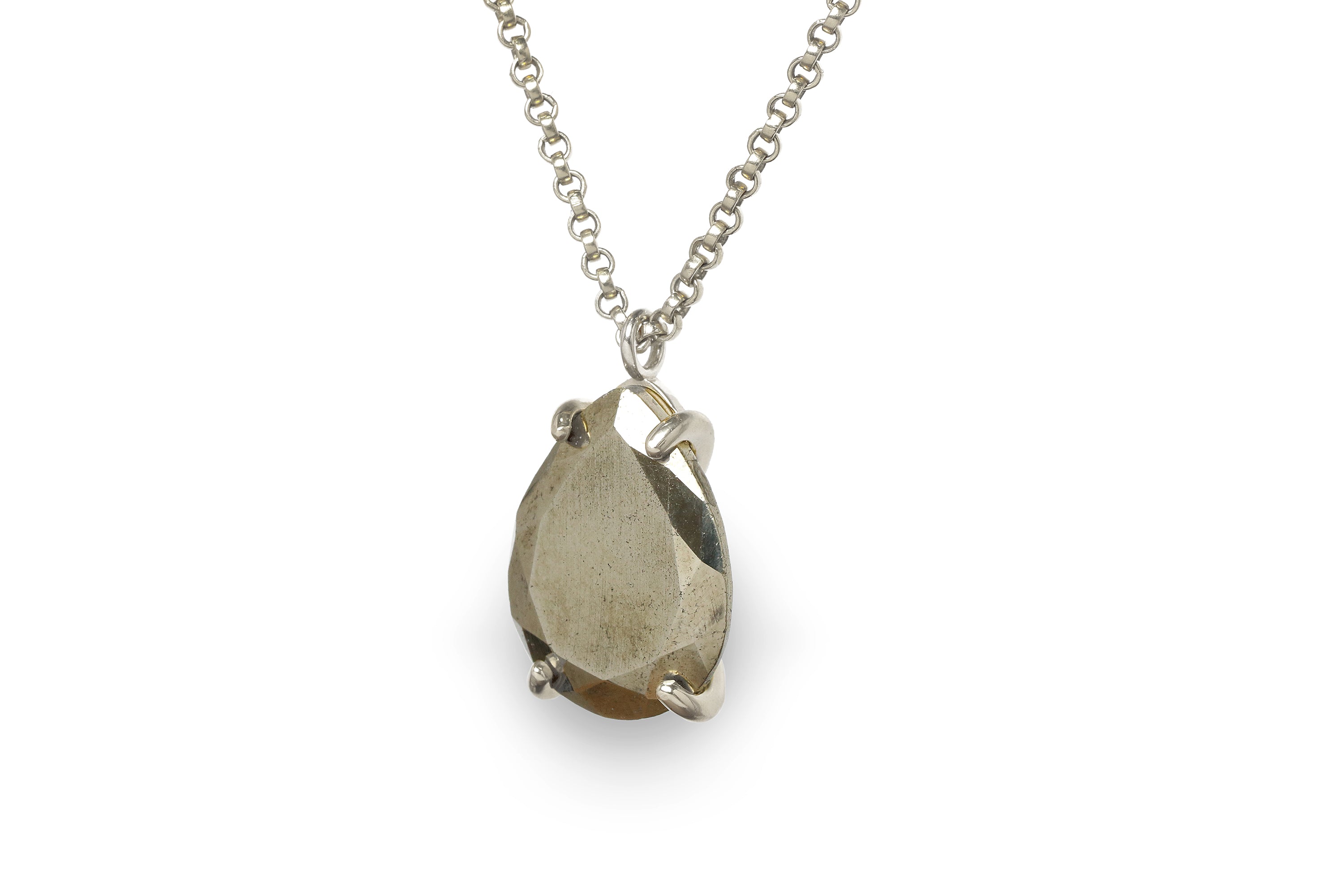 Pear Custom Pyrite Necklace in Rose Gold necklaces Anemone Jewelry