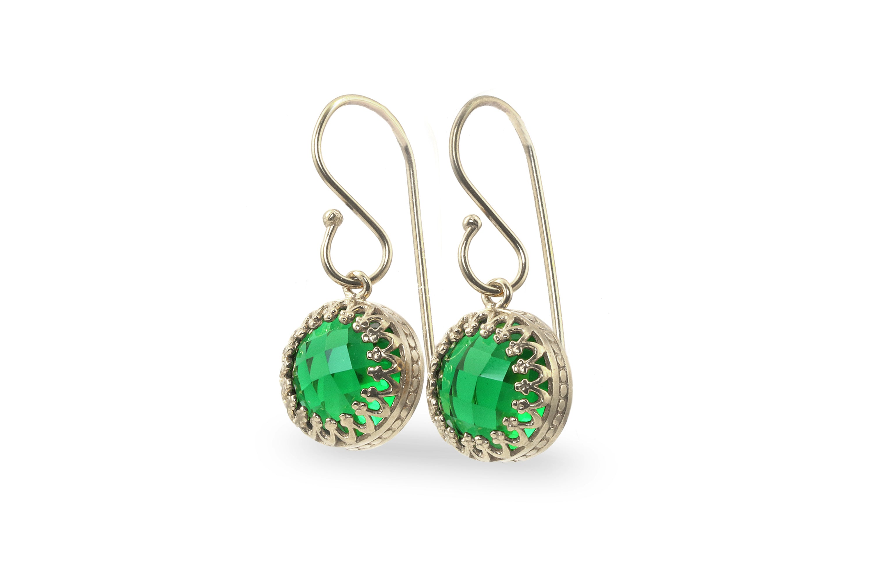 Intricate Round Emerald Sterling Silver Earrings Earrings Anemone Jewelry