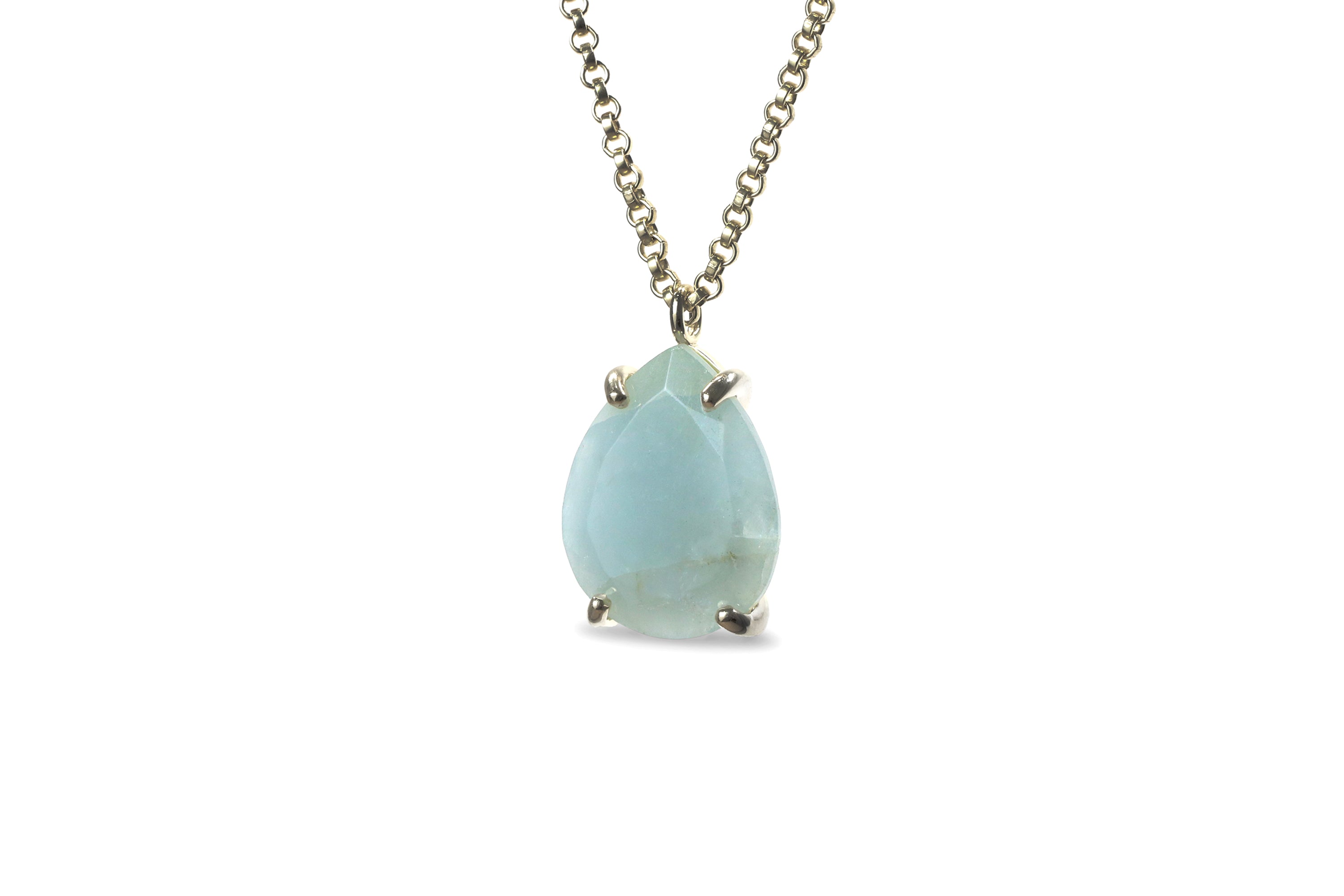 Pear Aquamarine Pendant Necklace necklaces Anemone Jewelry