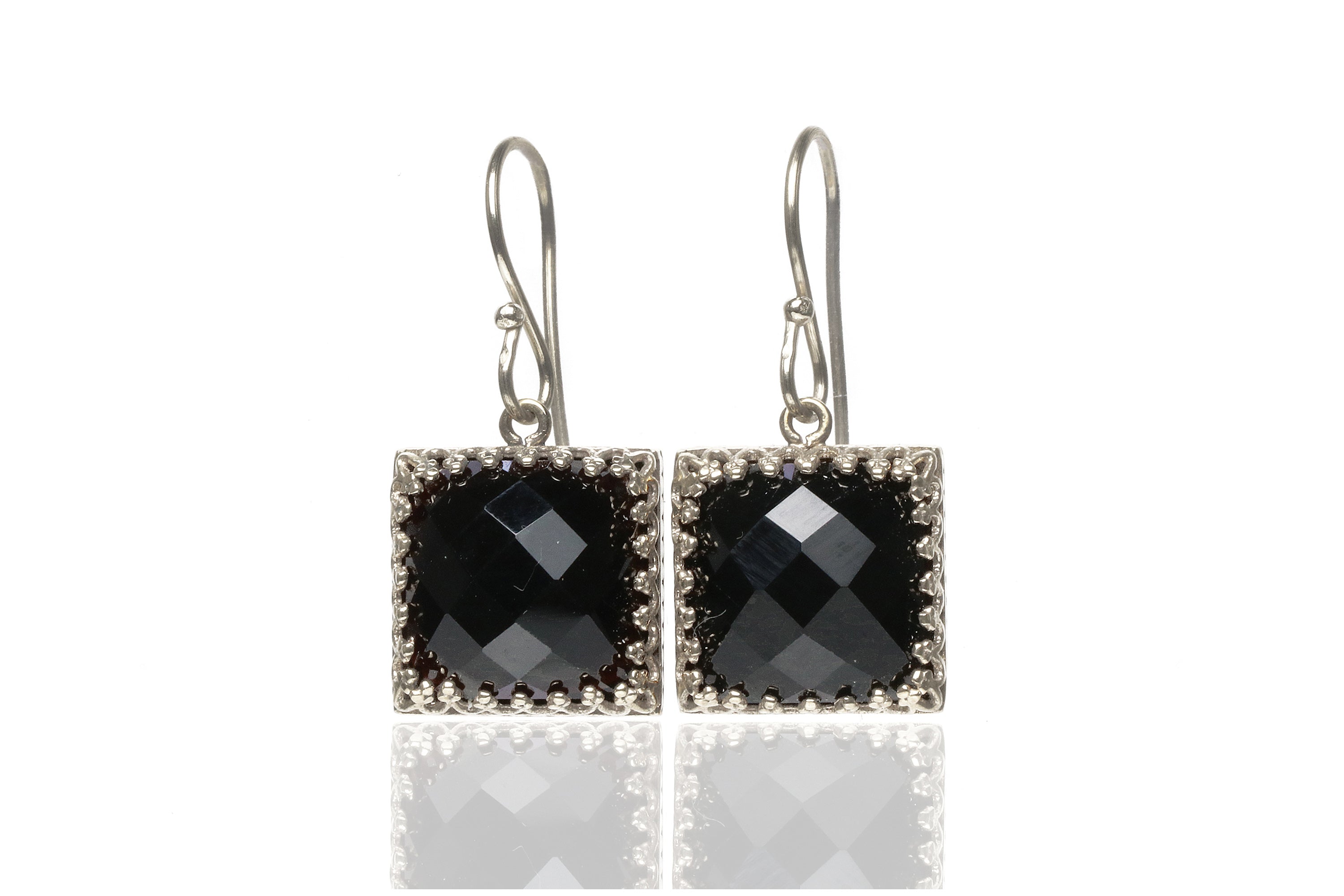 Black Onyx Earrings in 14k Gold Filling Earrings Anemone Jewelry