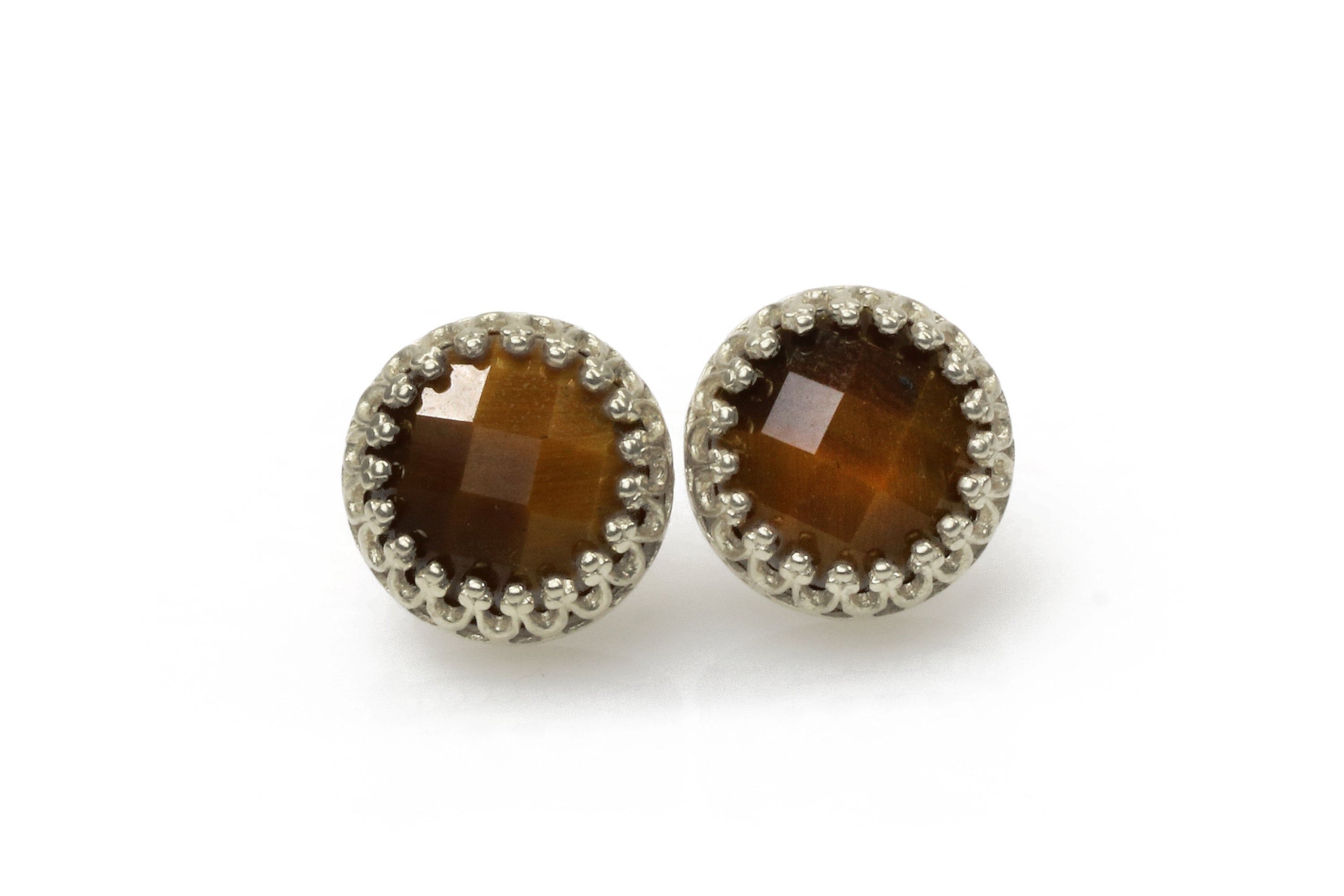 Unique Round Tiger Eye Earrings Earrings Anemone Jewelry