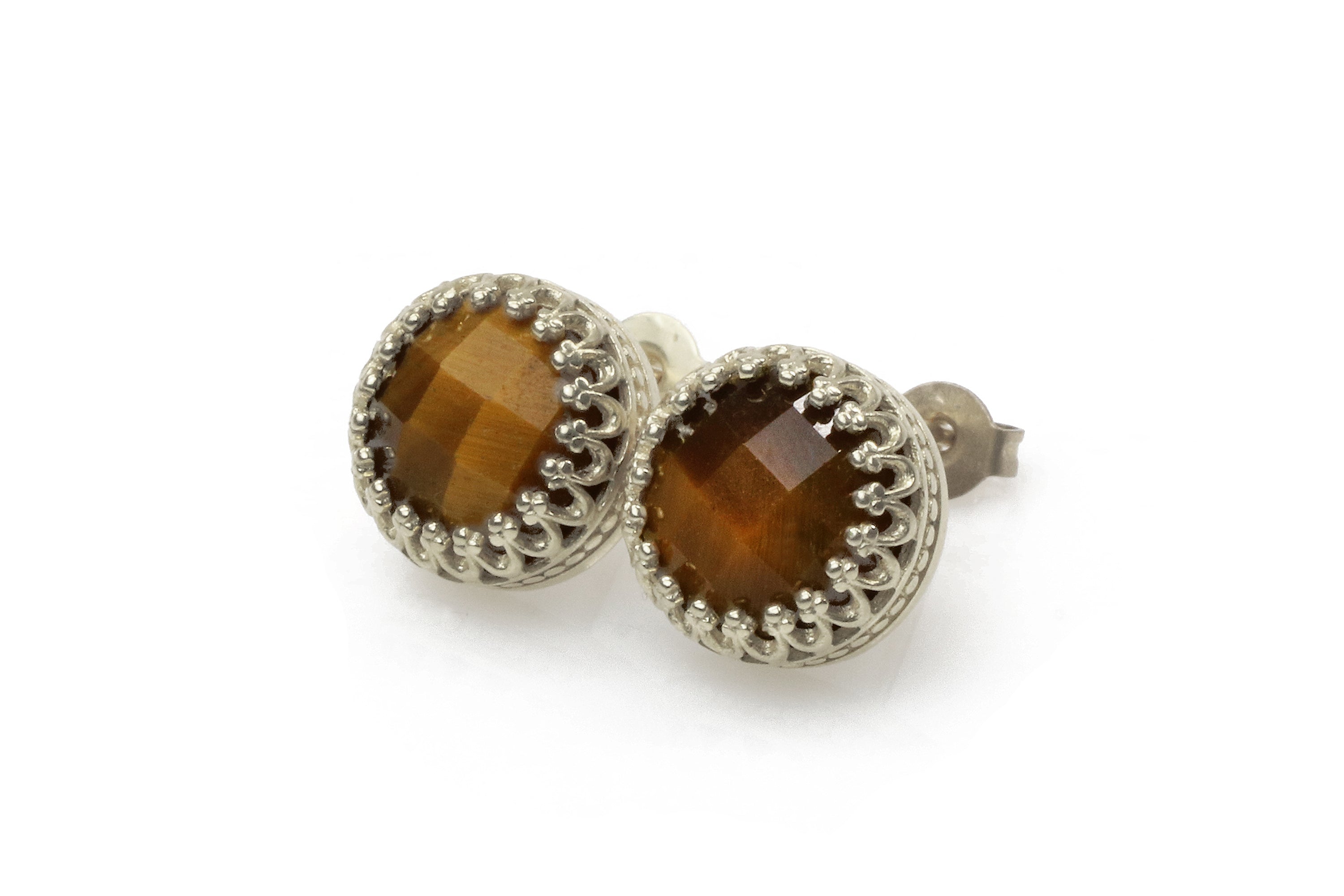 Unique Round Tiger Eye Earrings Earrings Anemone Jewelry