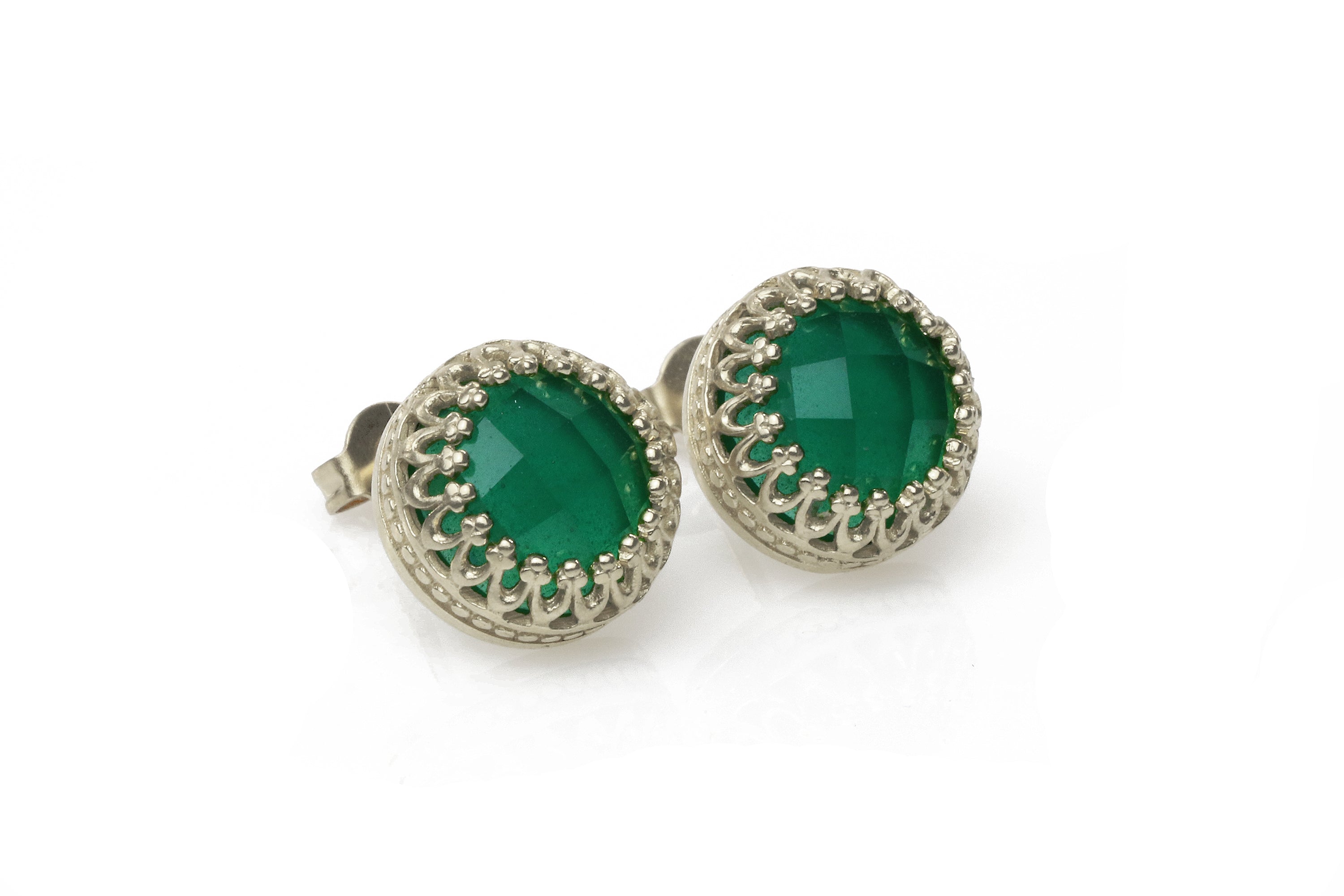 Handmade Green Onyx 14k Rose Gold Earrings Earrings Anemone Jewelry