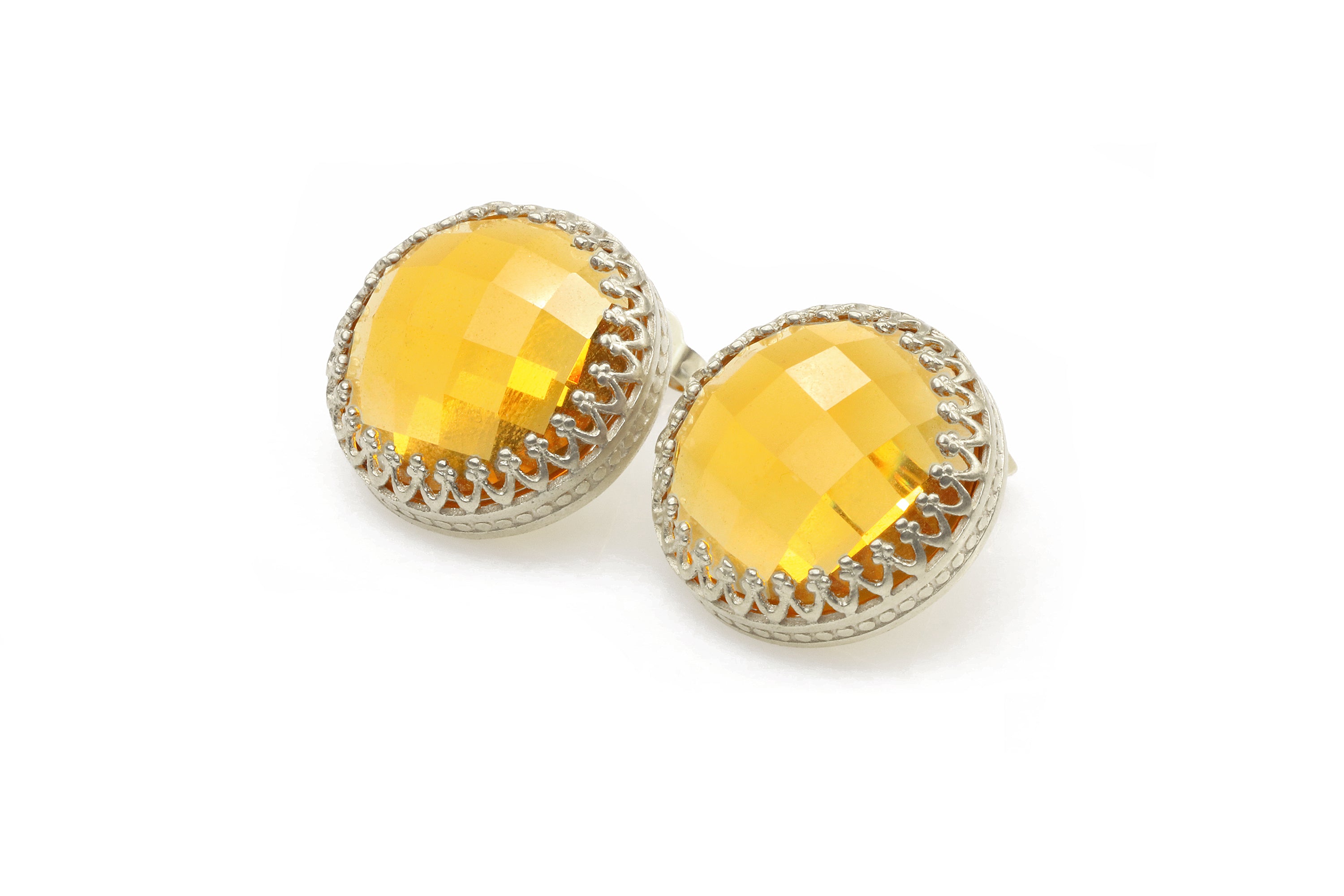 Faceted Citrine Gold Stud Earrings Earrings Anemone Jewelry