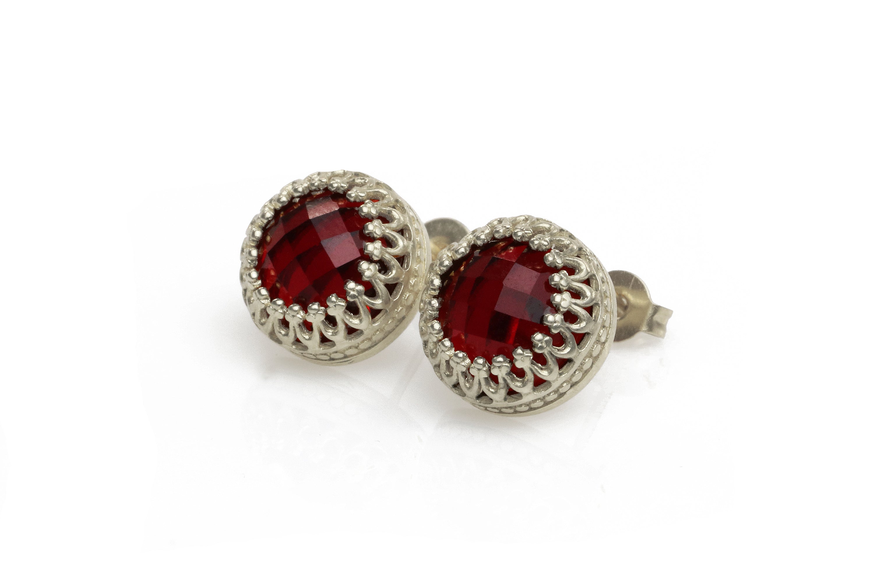Round Garnet Gold Earrings Earrings Anemone Jewelry