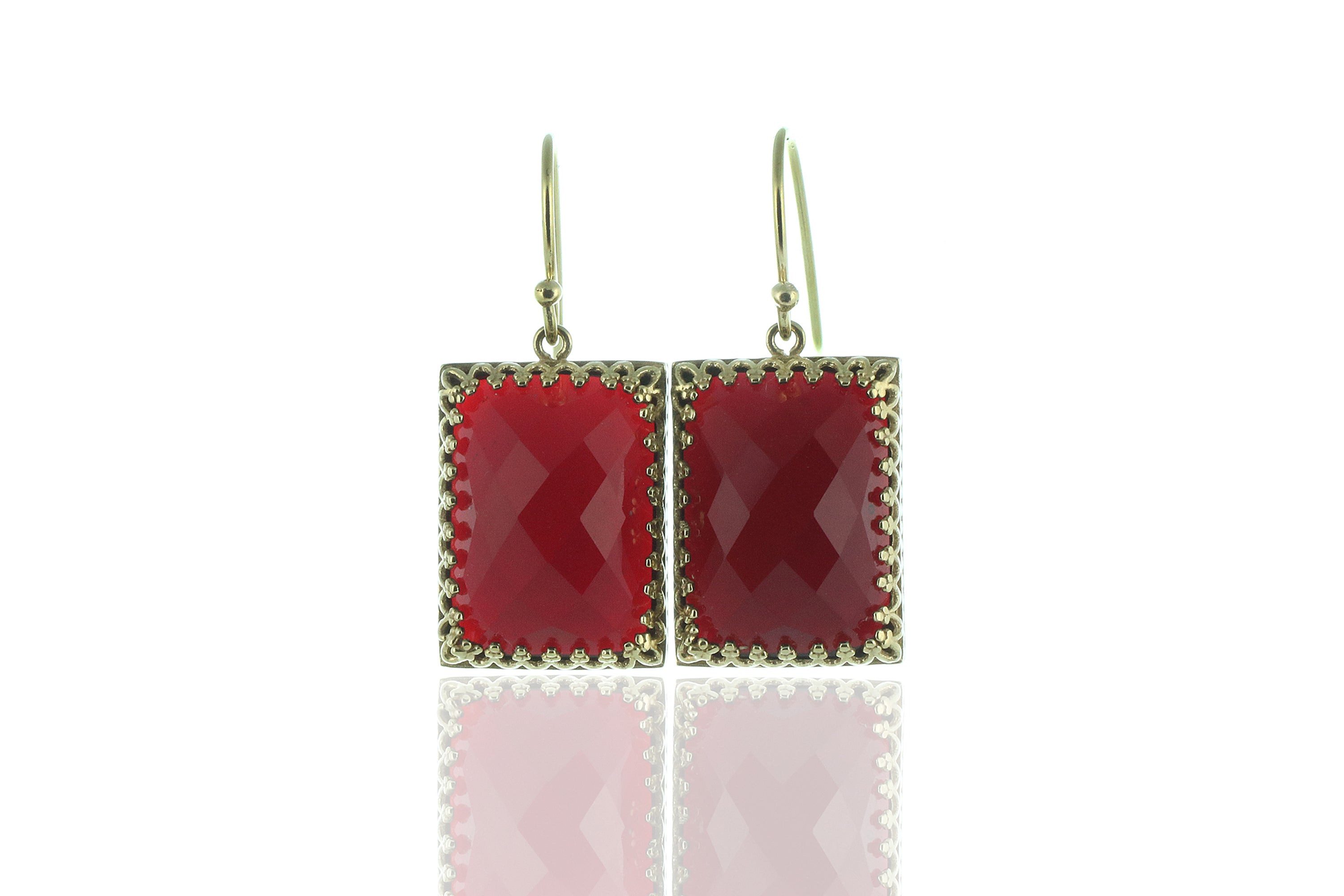 Red Garnet Gold Statement Earrings Earrings Anemone Jewelry