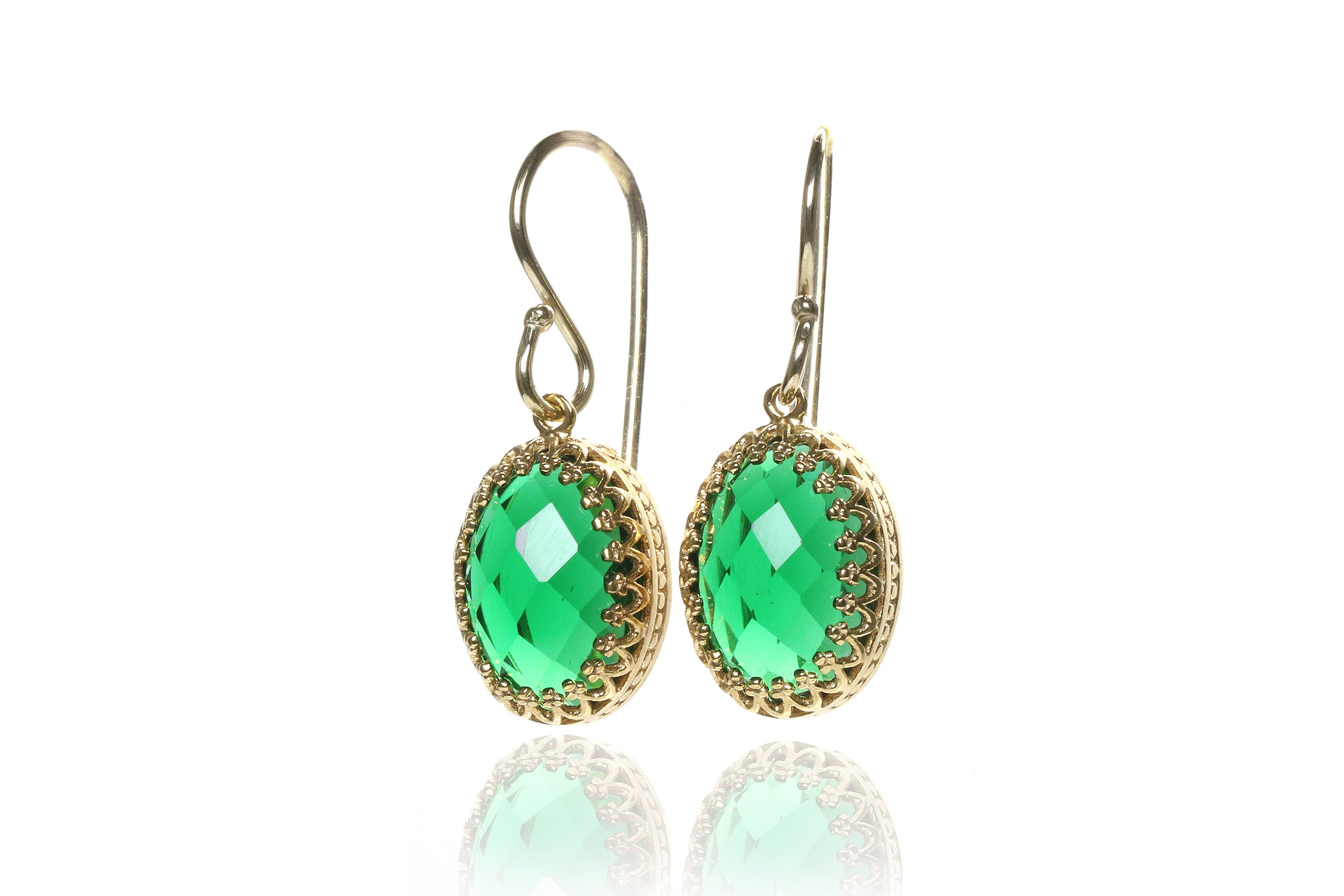 Statement Emerald 14k Gold Earrings Earrings Anemone Jewelry