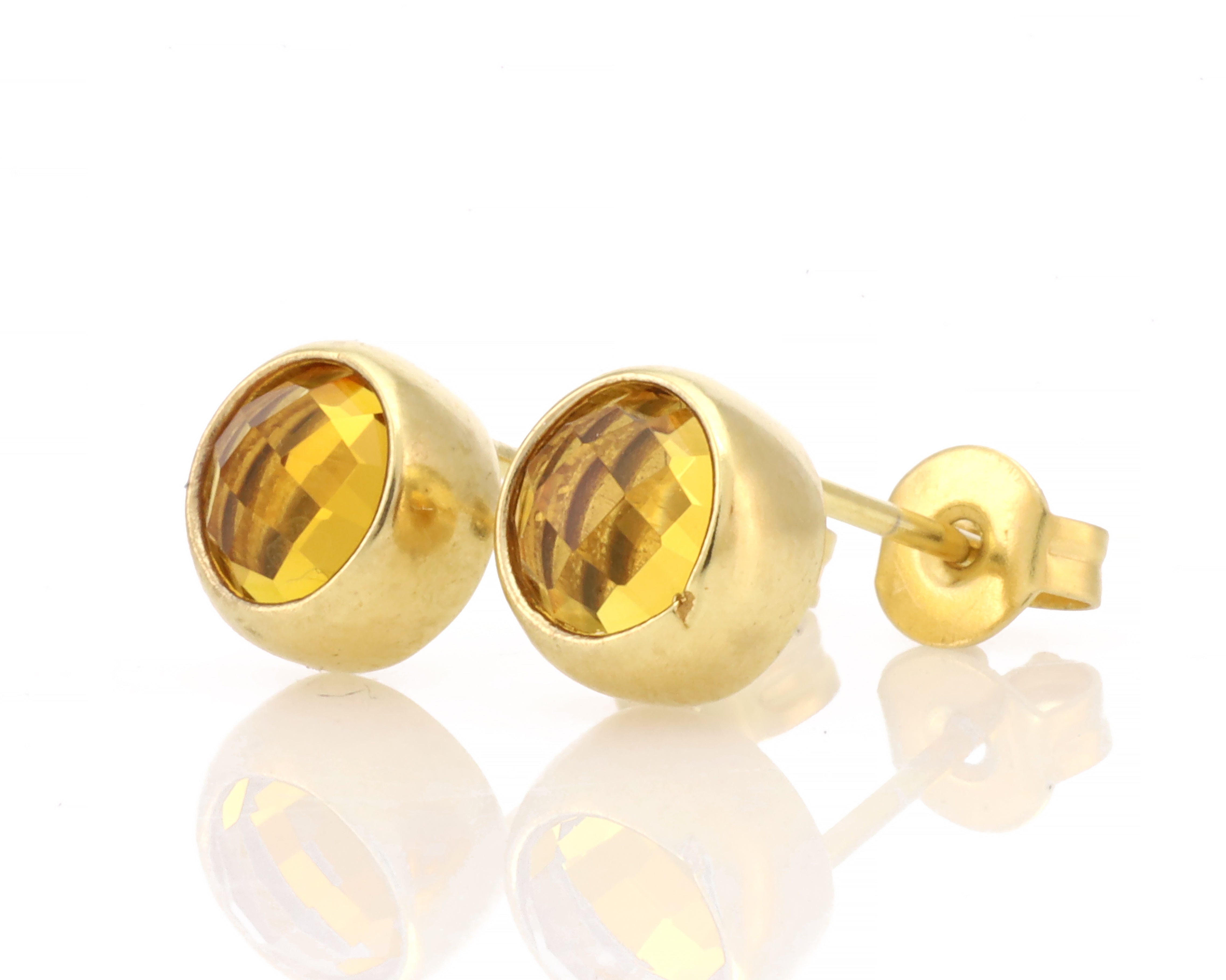 Delicate Citrine Gemstone Bezel Set Rose Gold Earrings Earrings Anemone Limited