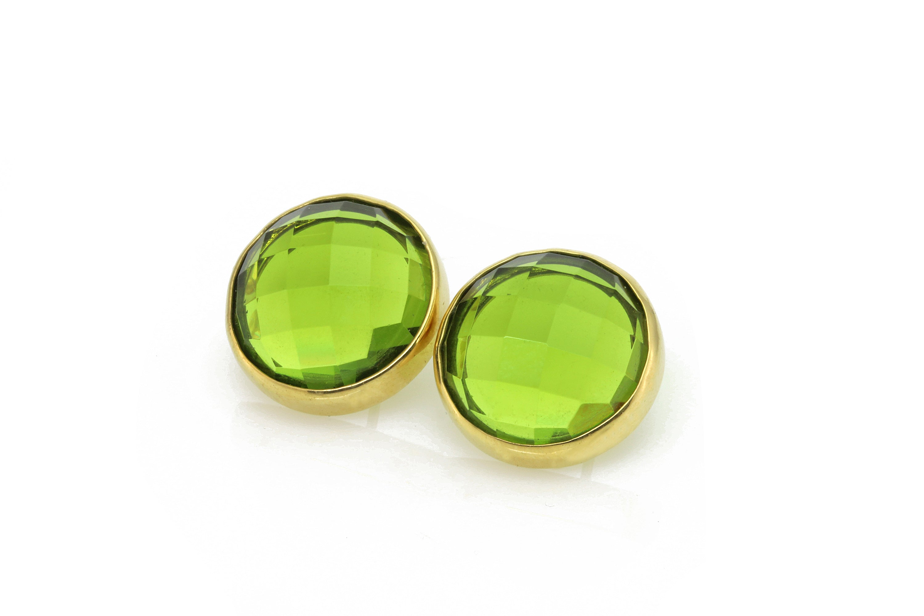 Round Gold Filled Peridot Bezel Set Earrings Earrings Anemone Limited