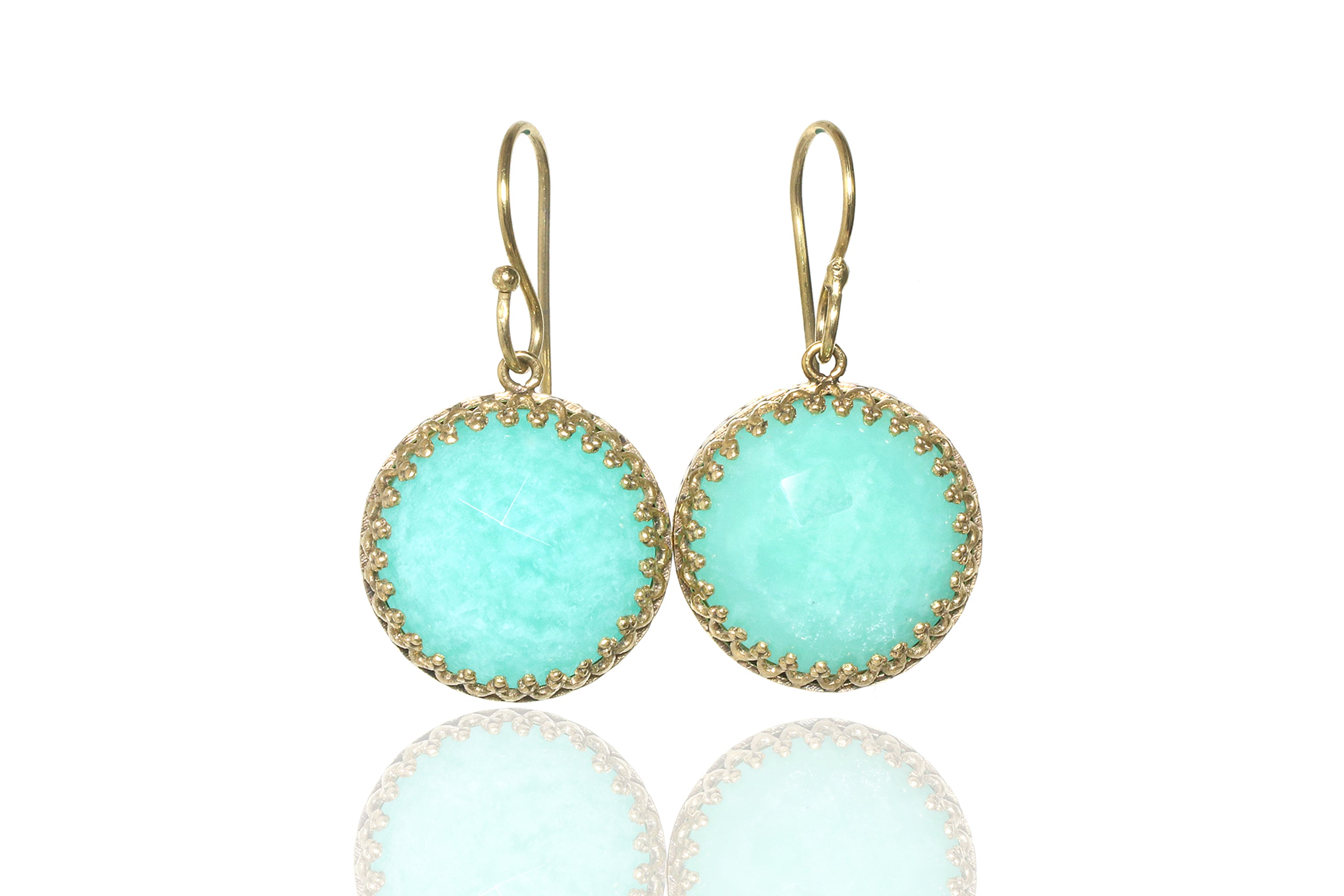Amazing Amazonite Gold Statement Earrings Earrings Anemone Jewelry