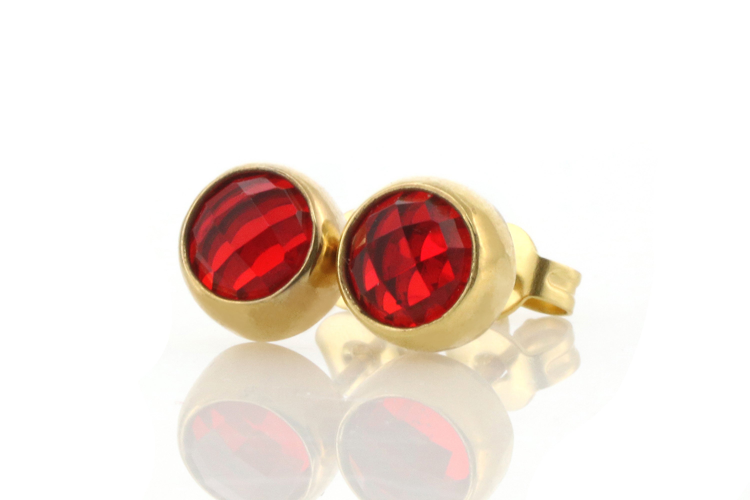 Minimalist Dainty Gold Ruby Stud Bezel Earrings Earrings Anemone Limited