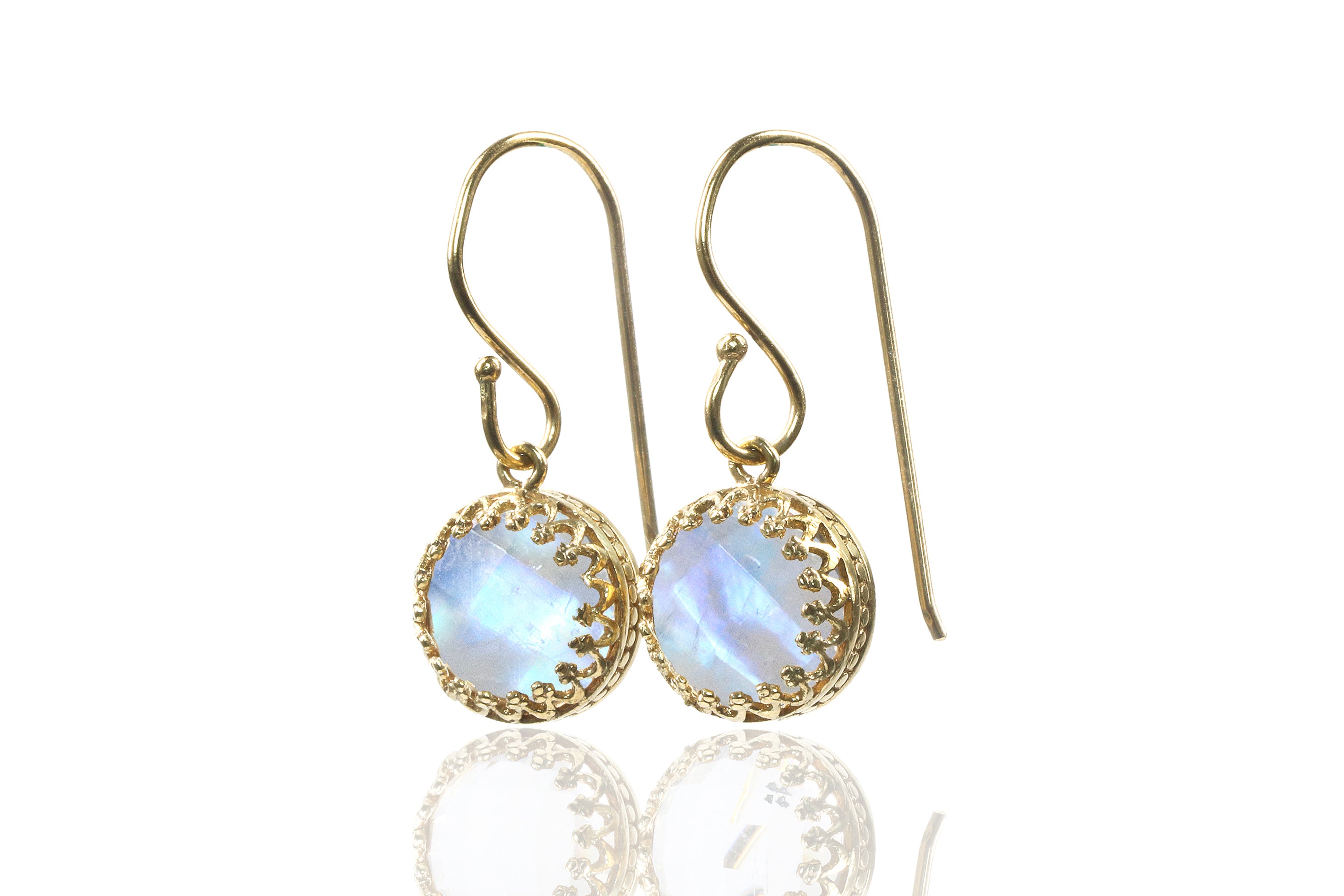Intricate Moonstone Gold Dangle Earrings Earrings Anemone Jewelry