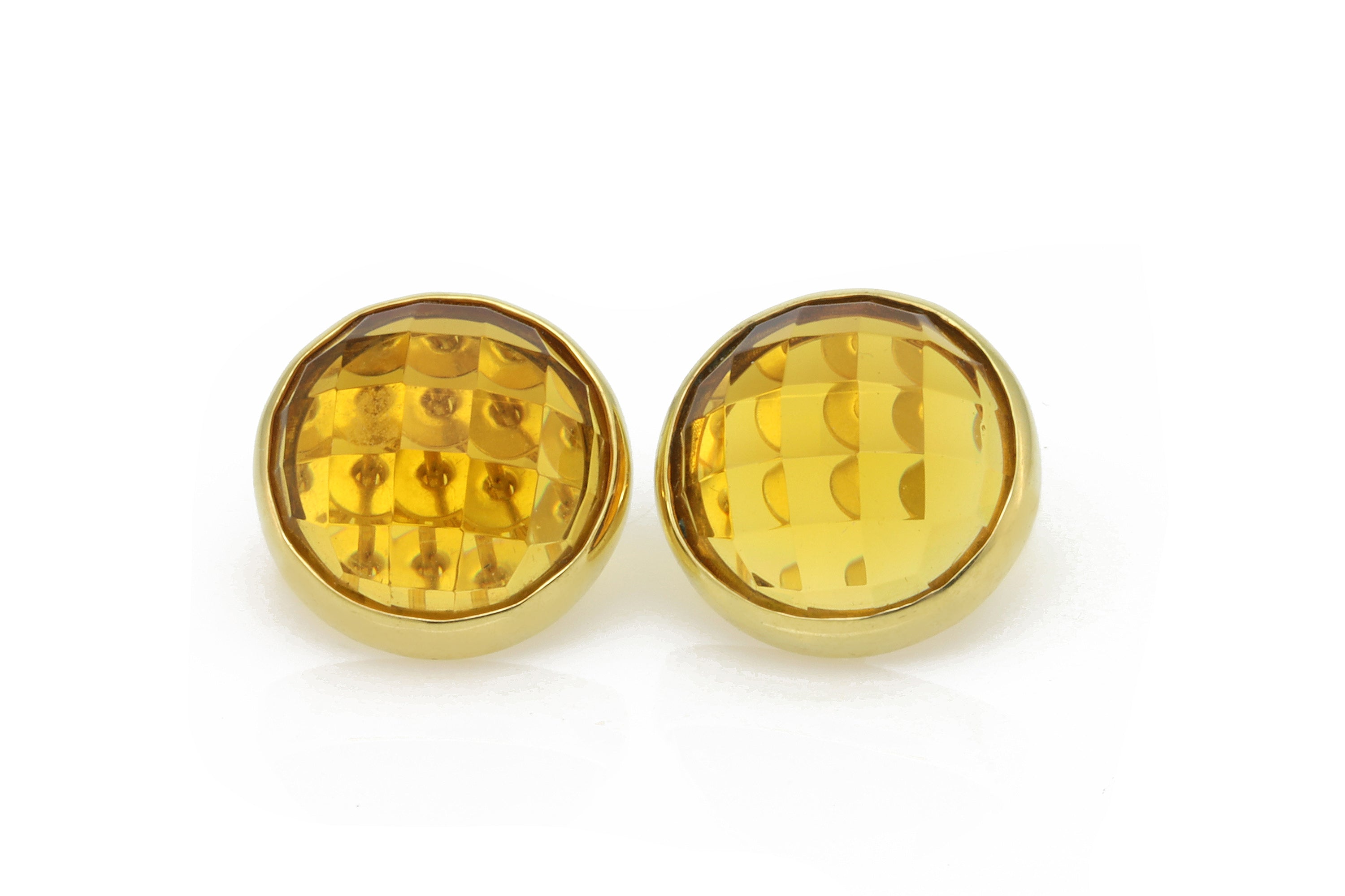 Big Bezel Set Citrine Statement Earrings in 14k Solid Gold Earrings Anemone Limited