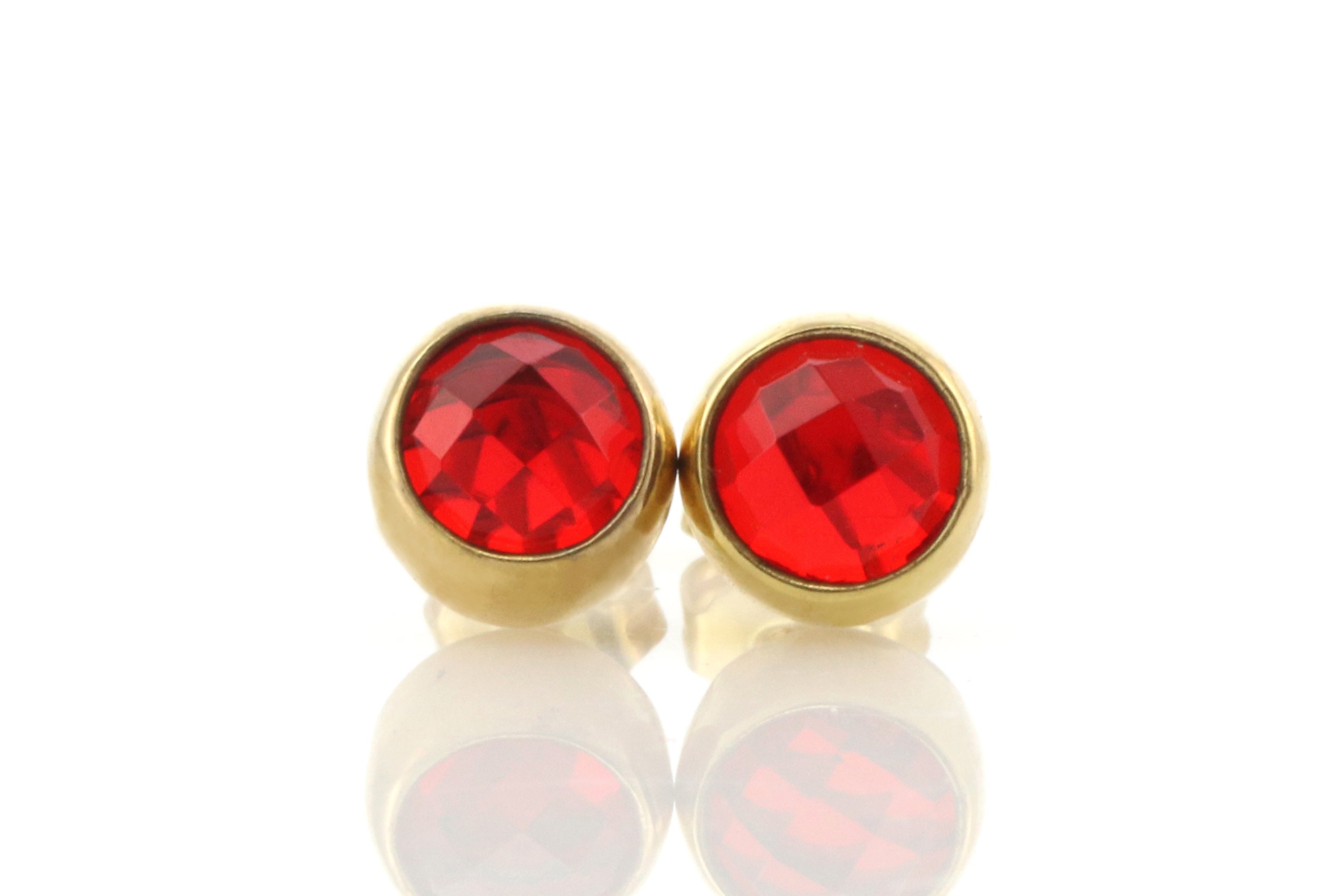 Minimalist Dainty Gold Ruby Stud Bezel Earrings Earrings Anemone Limited