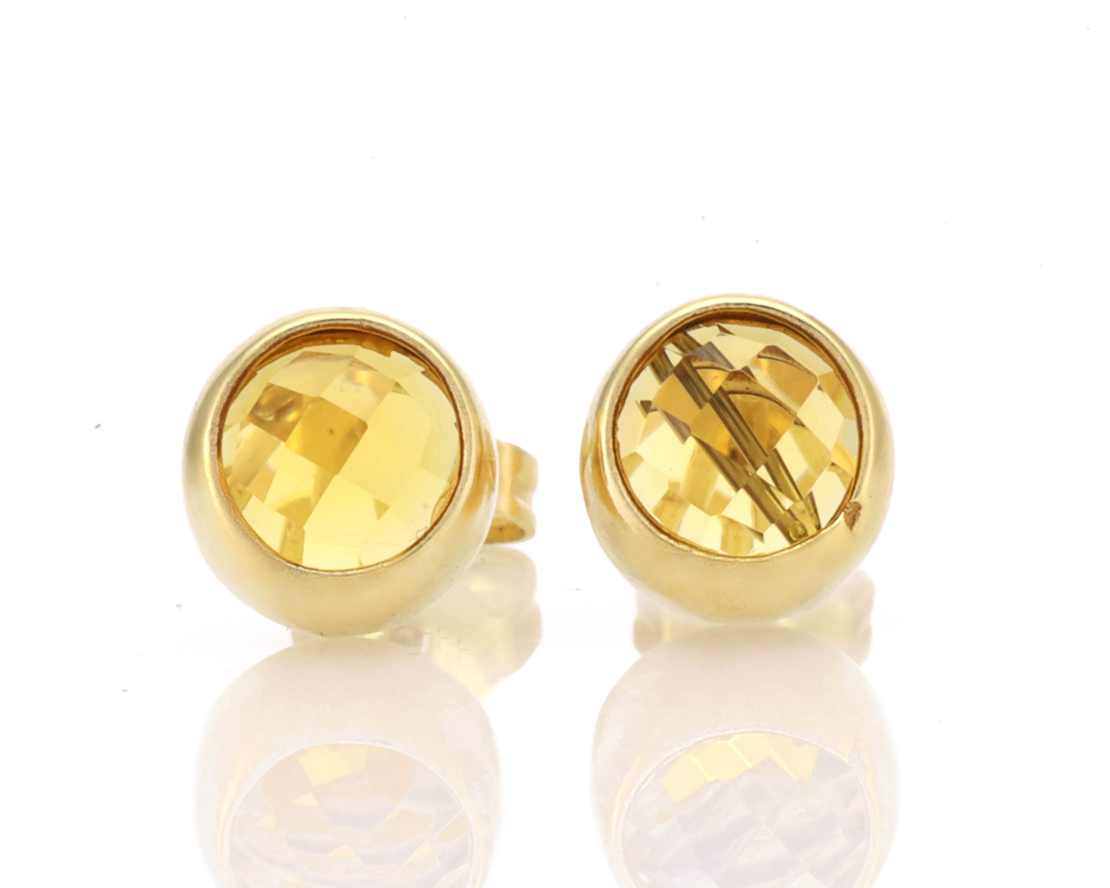 Delicate Citrine Gemstone Bezel Set Rose Gold Earrings Earrings Anemone Limited