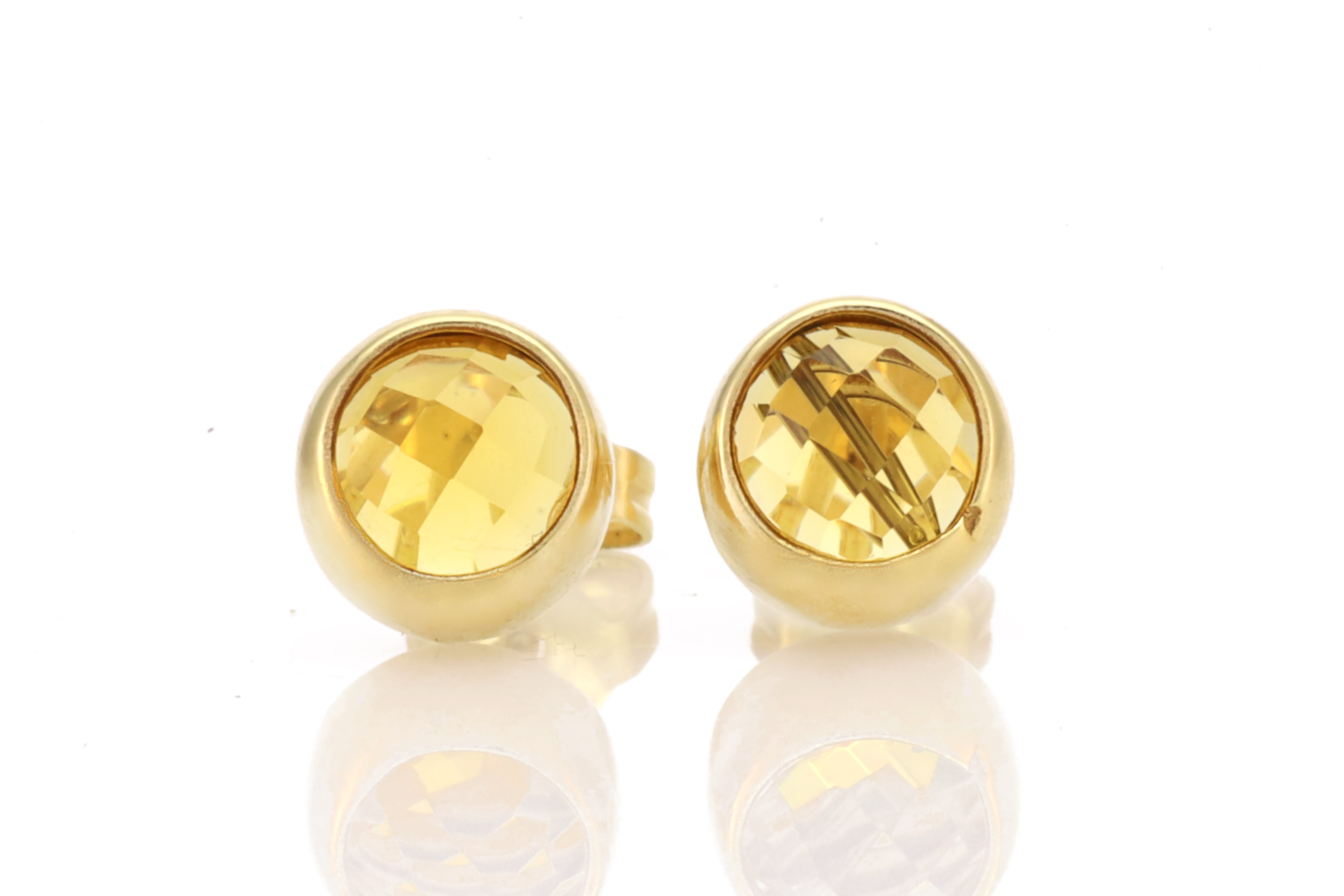 Delicate Citrine Gemstone Bezel Set Rose Gold Earrings Earrings Anemone Limited