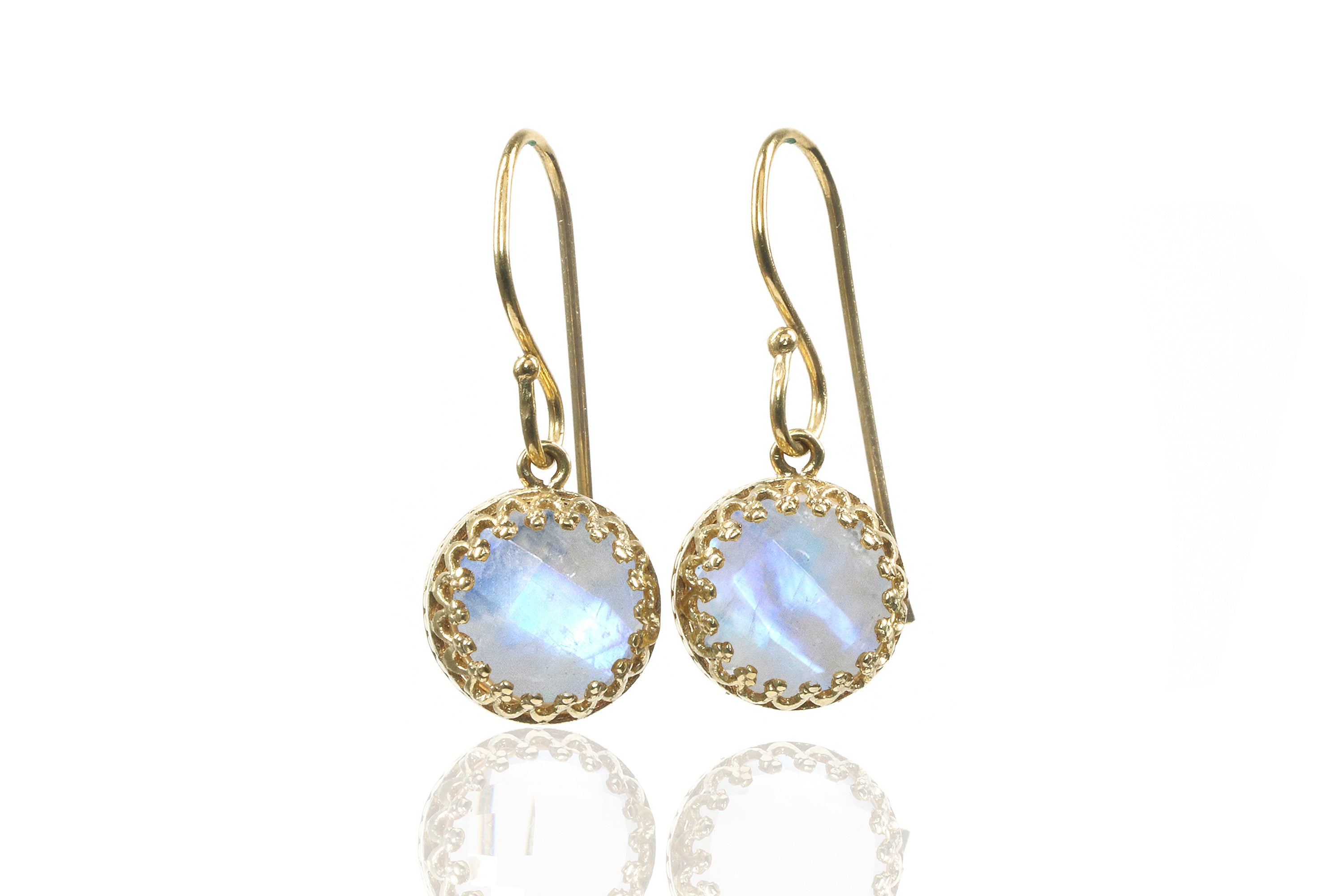 Intricate Moonstone Gold Dangle Earrings Earrings Anemone Jewelry