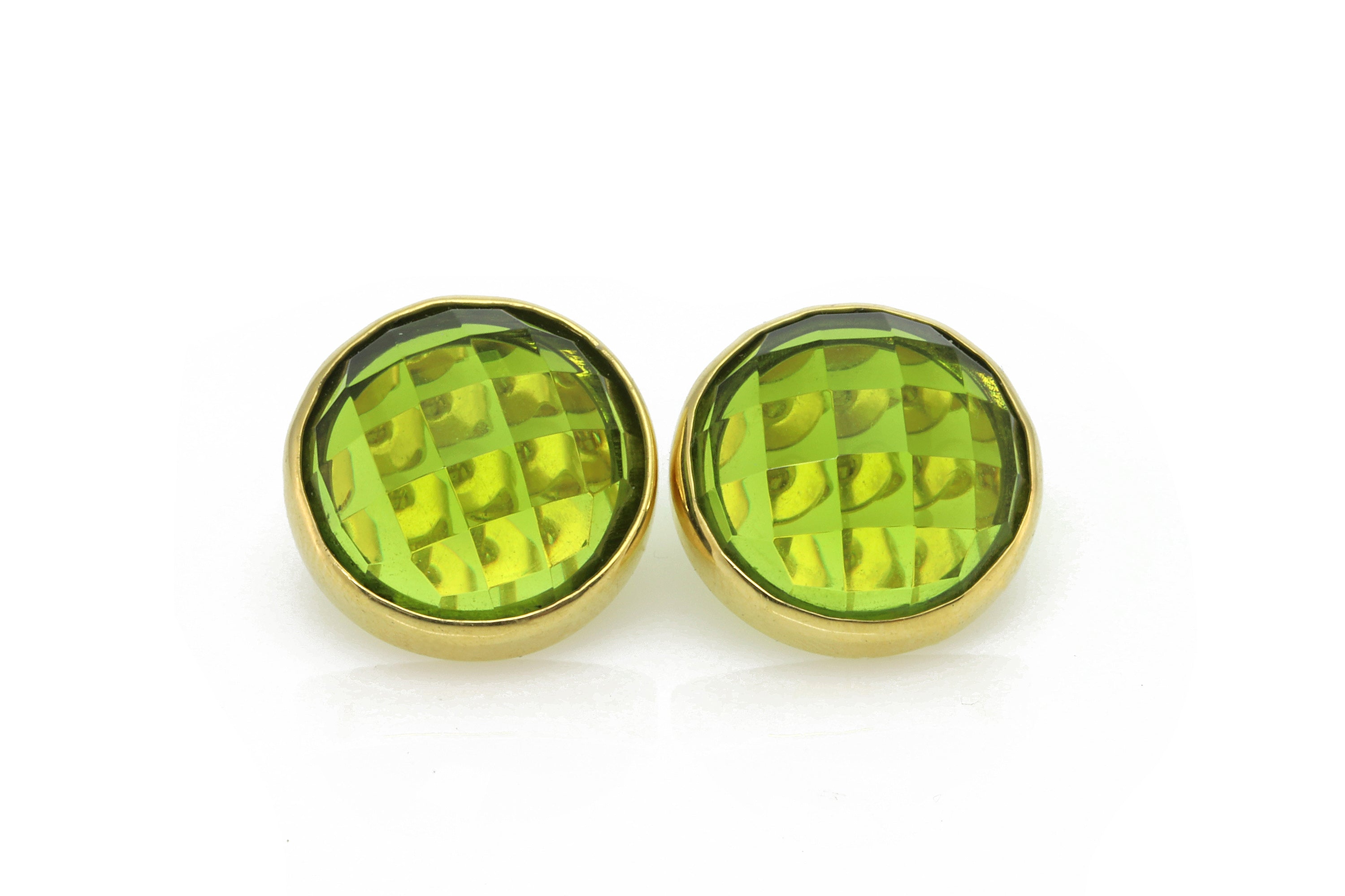 Round Gold Filled Peridot Bezel Set Earrings Earrings Anemone Limited