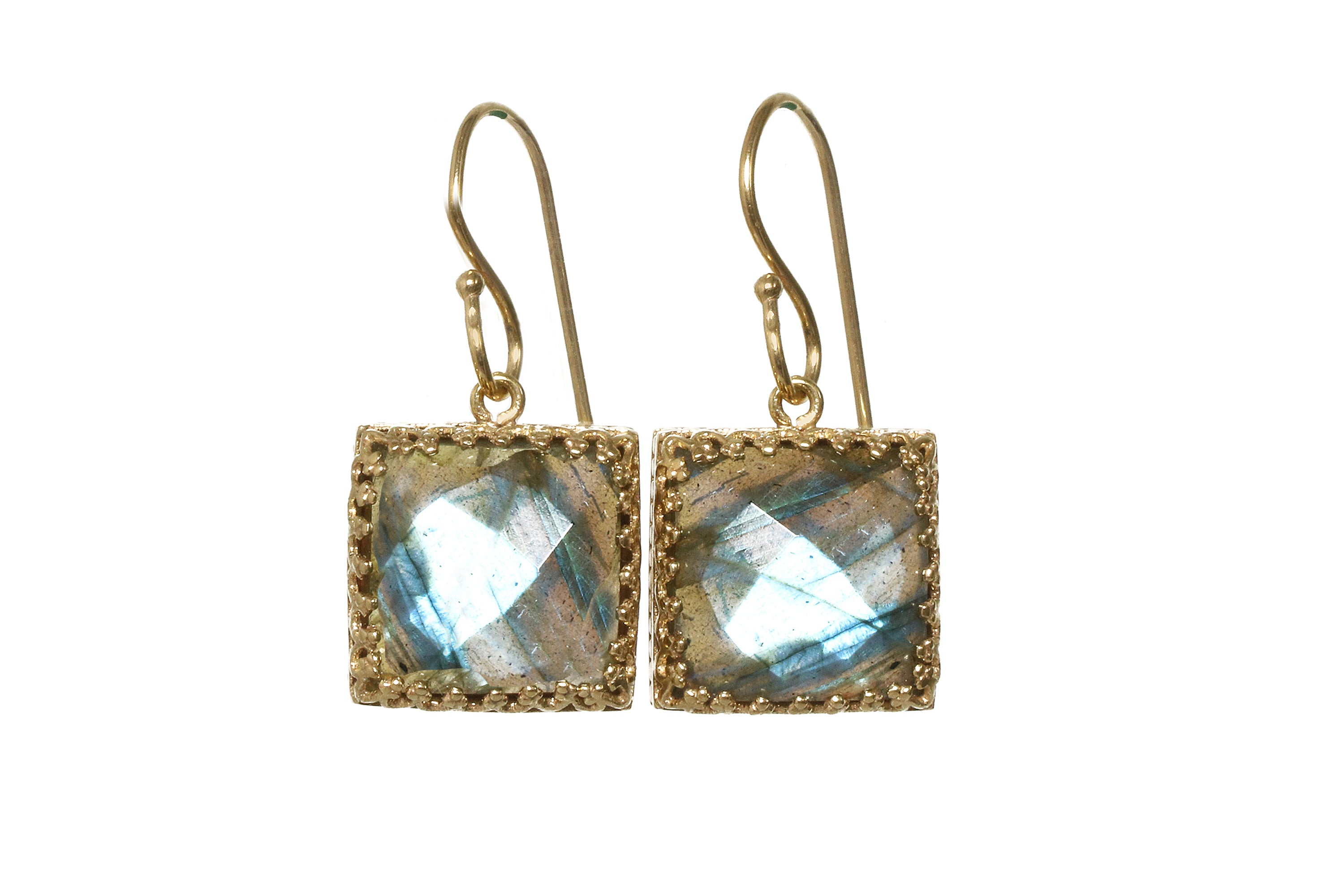 Statement Natural Labradorite Gold Earrings Earrings Anemone Jewelry