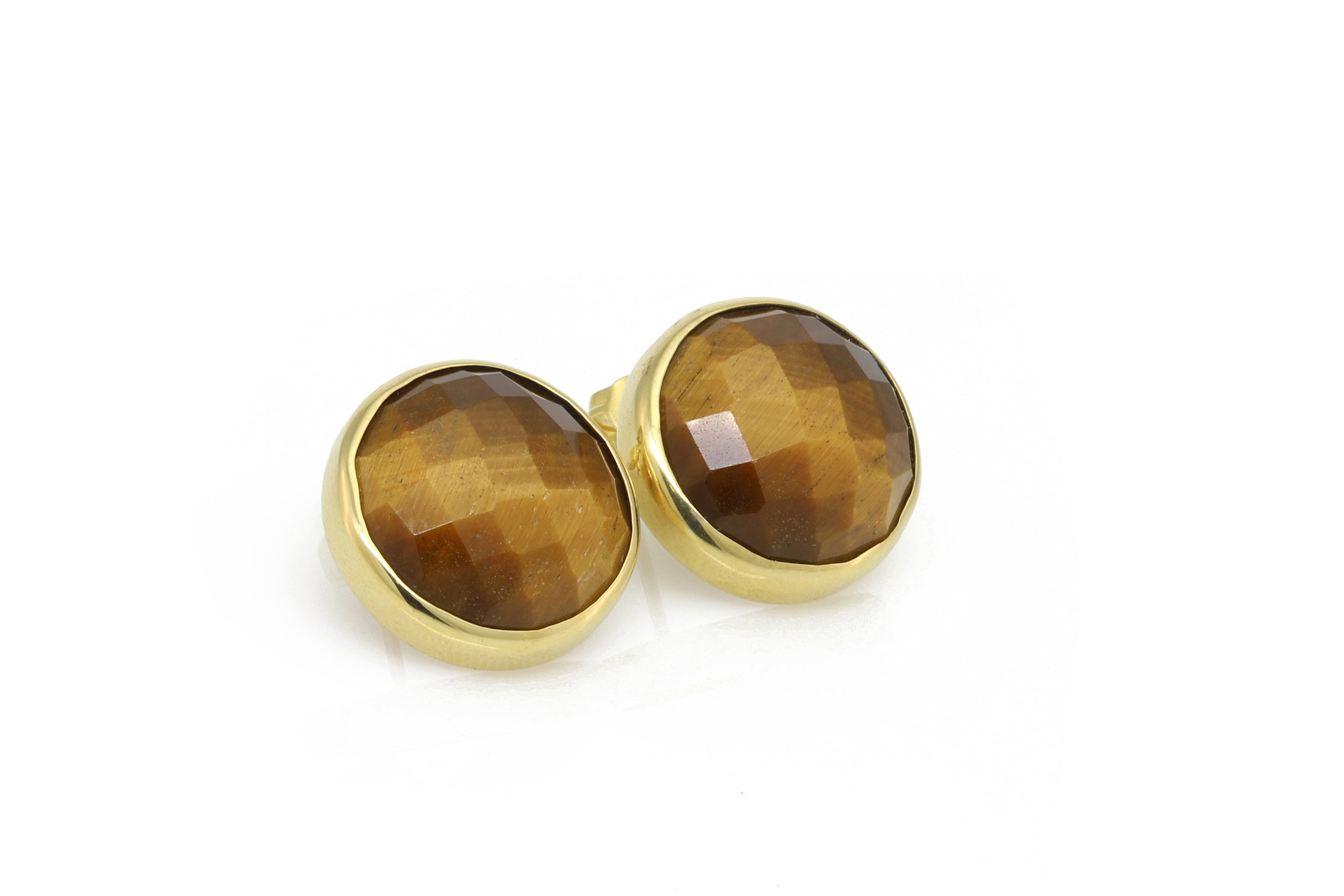 Big Chunky Gold Tiger Eye Statement Stud Earrings Earrings Anemone Limited