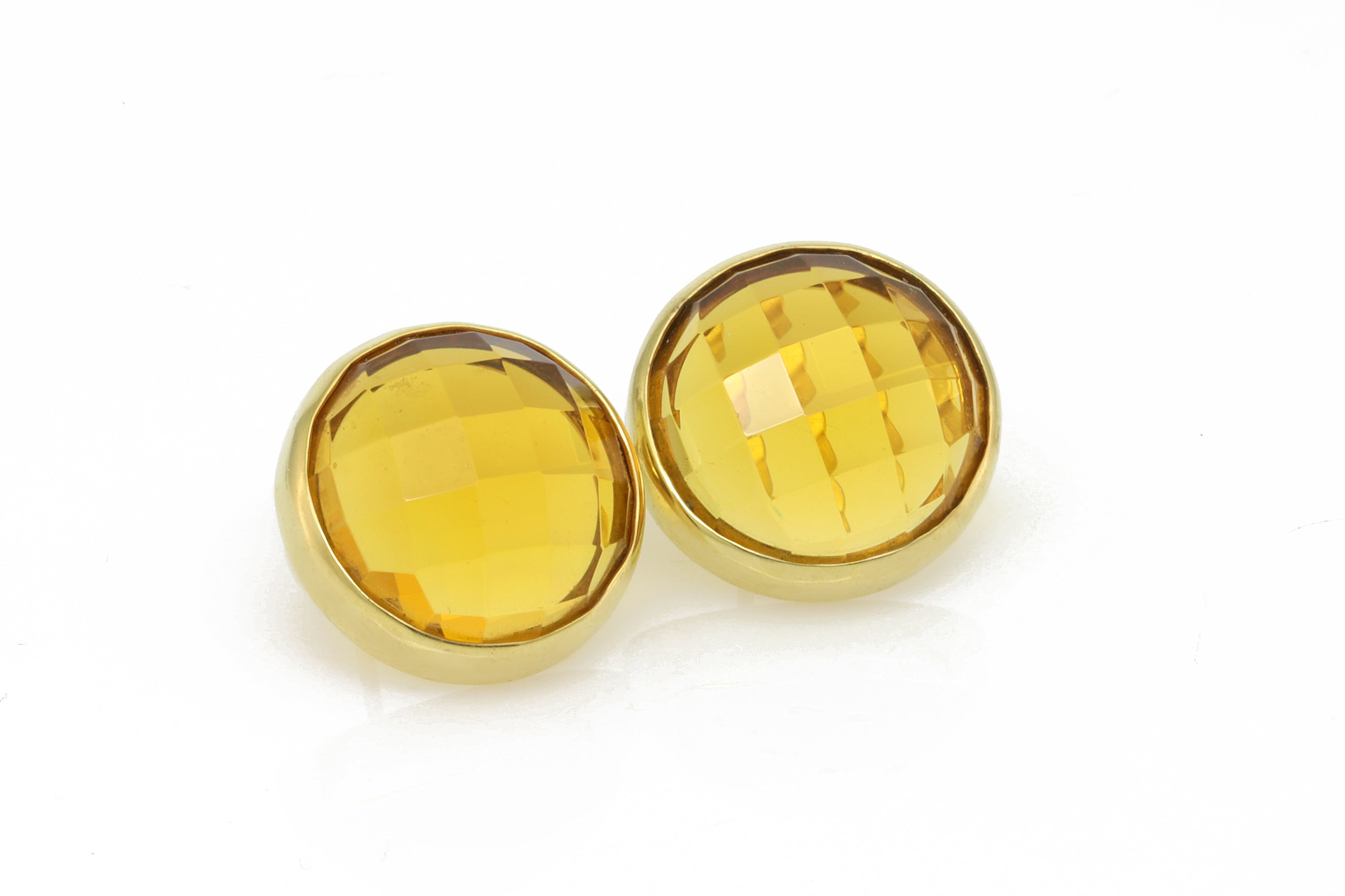 Big Bezel Set Citrine Statement Earrings in 14k Solid Gold Earrings Anemone Limited
