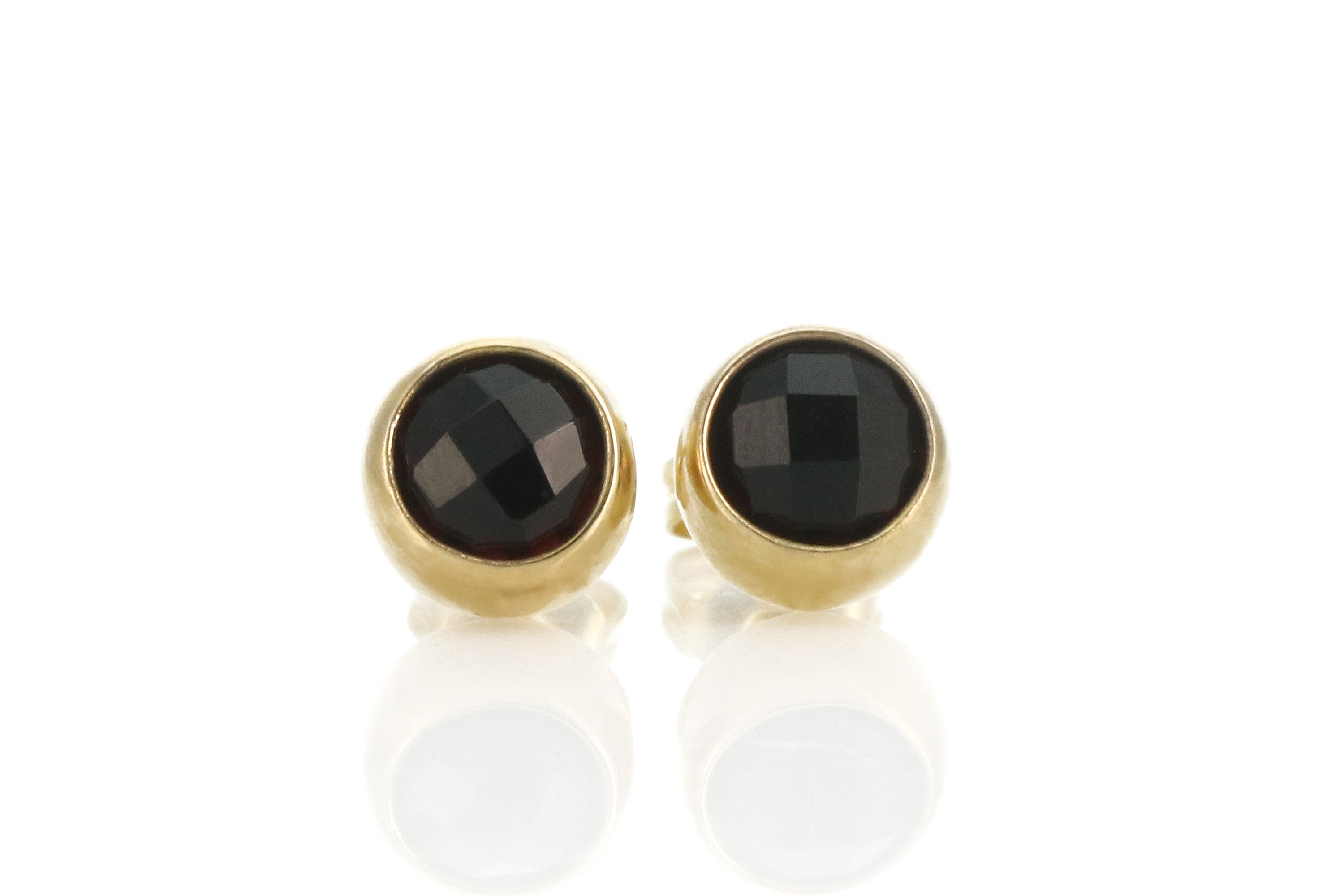 Black Onyx Bezel Set Earrings in 14k Solid Gold Earrings Anemone Limited