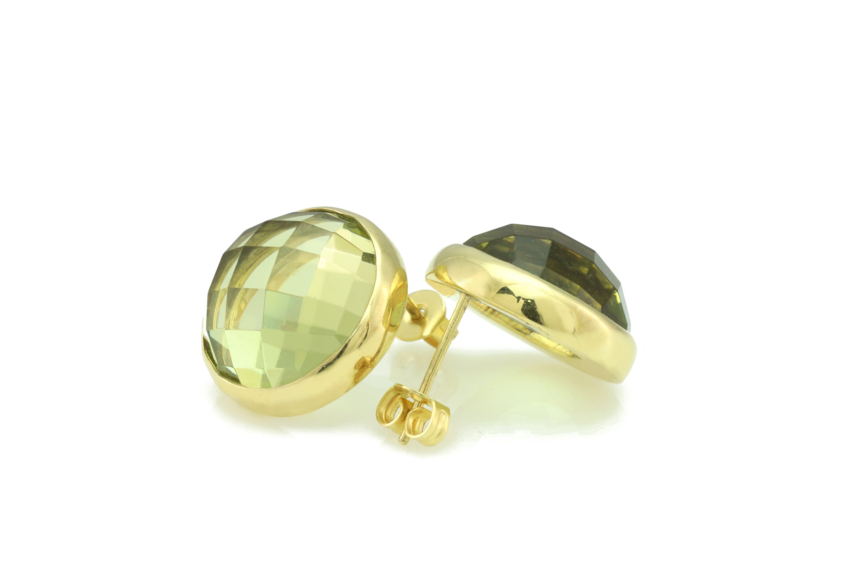 Semiprecious Natural Lemon Quartz Gold Stud Earrings Earrings Anemone Limited