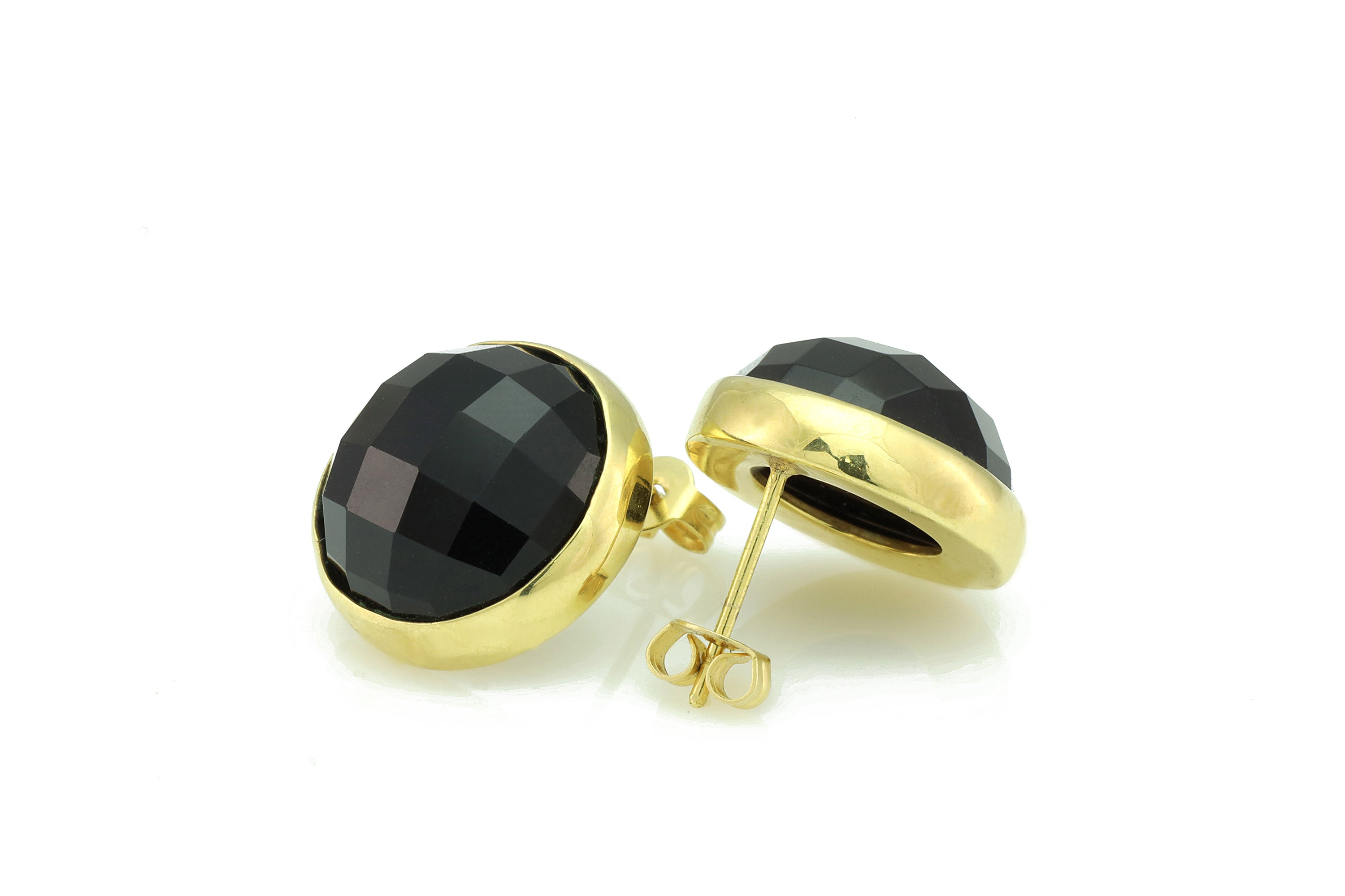 14k Gold Black Onyx Statement Stud Earrings Earrings Anemone Limited