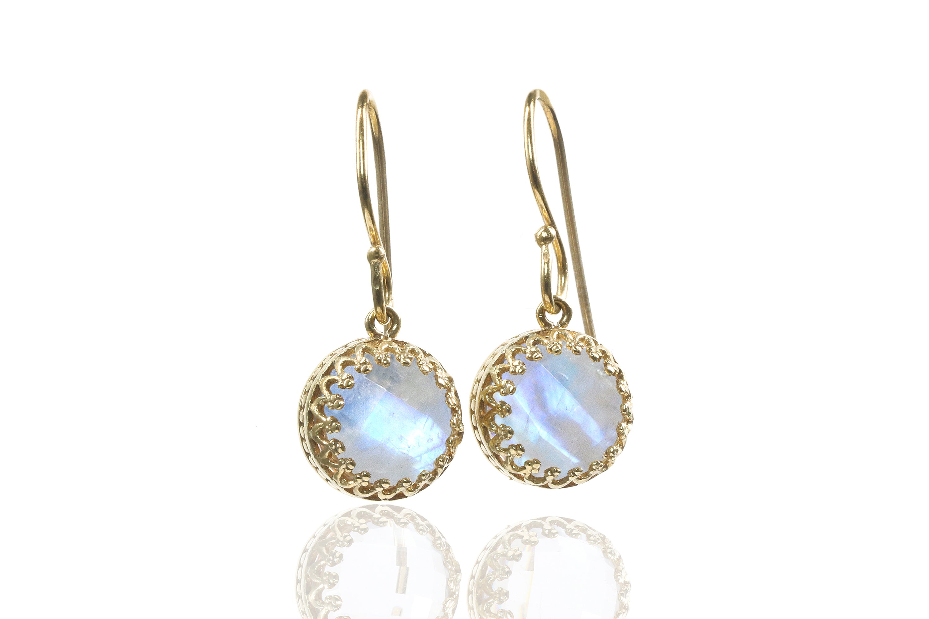 Intricate Moonstone Gold Dangle Earrings Earrings Anemone Jewelry