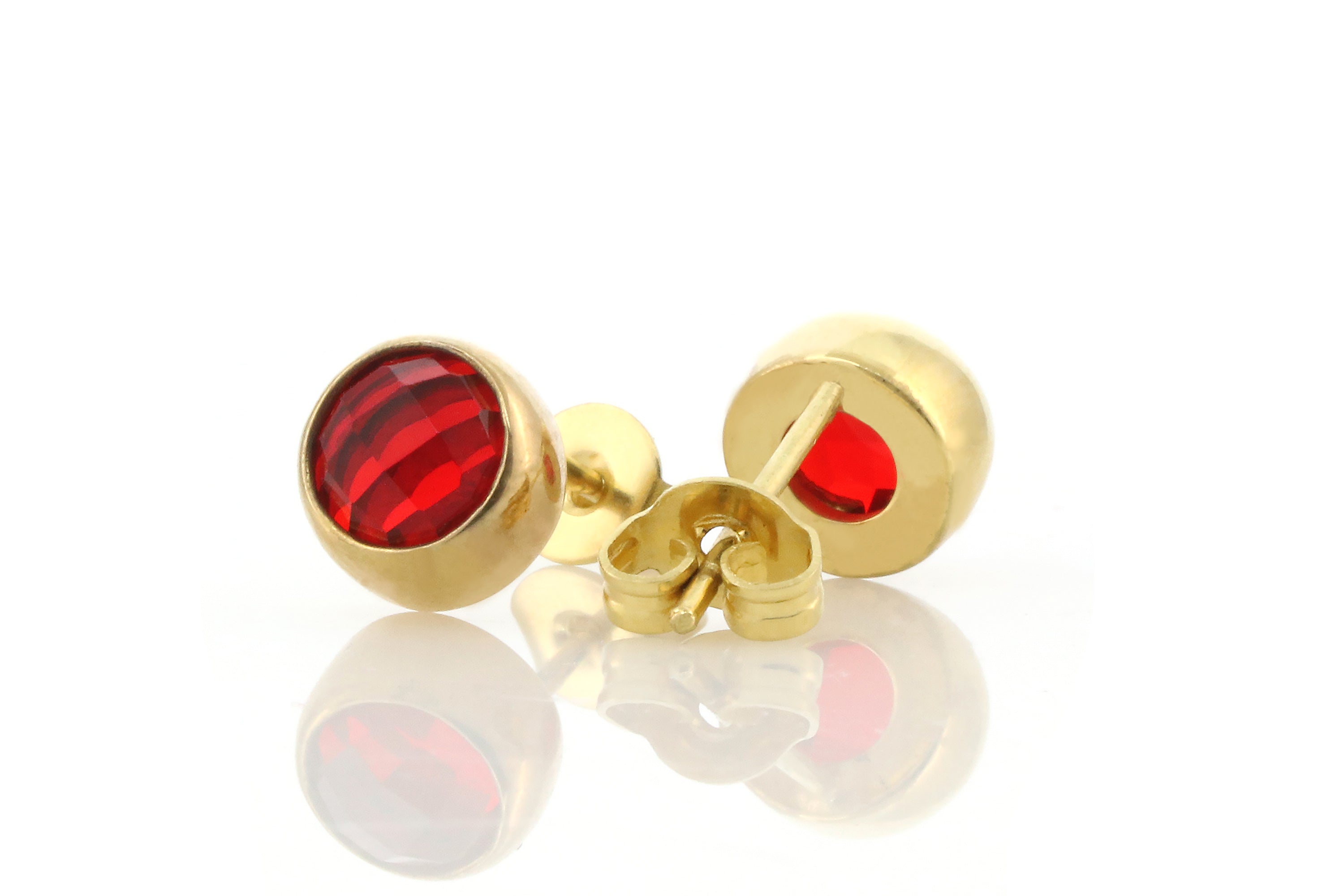 Minimalist Dainty Gold Ruby Stud Bezel Earrings Earrings Anemone Limited