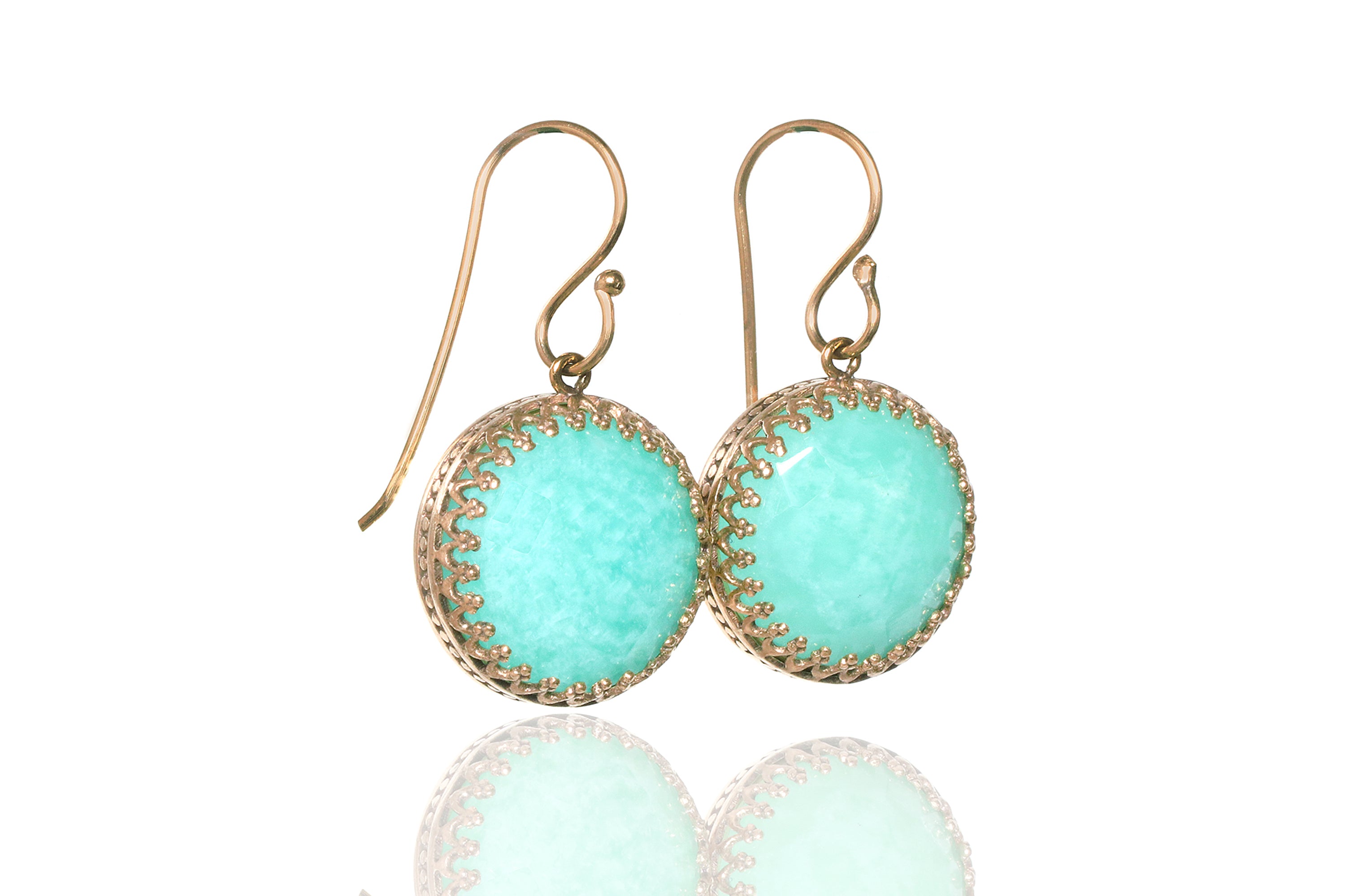 Amazing Amazonite Gold Statement Earrings Earrings Anemone Jewelry