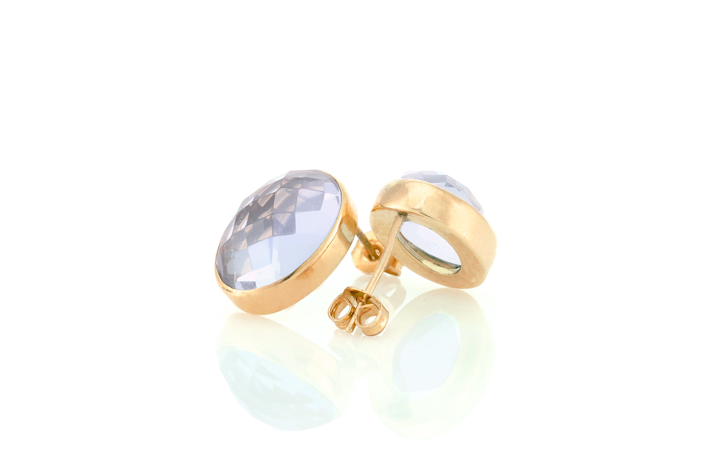 Gold Bezel Oval Cut Tanzanite Stud Earrings Earrings Anemone Limited