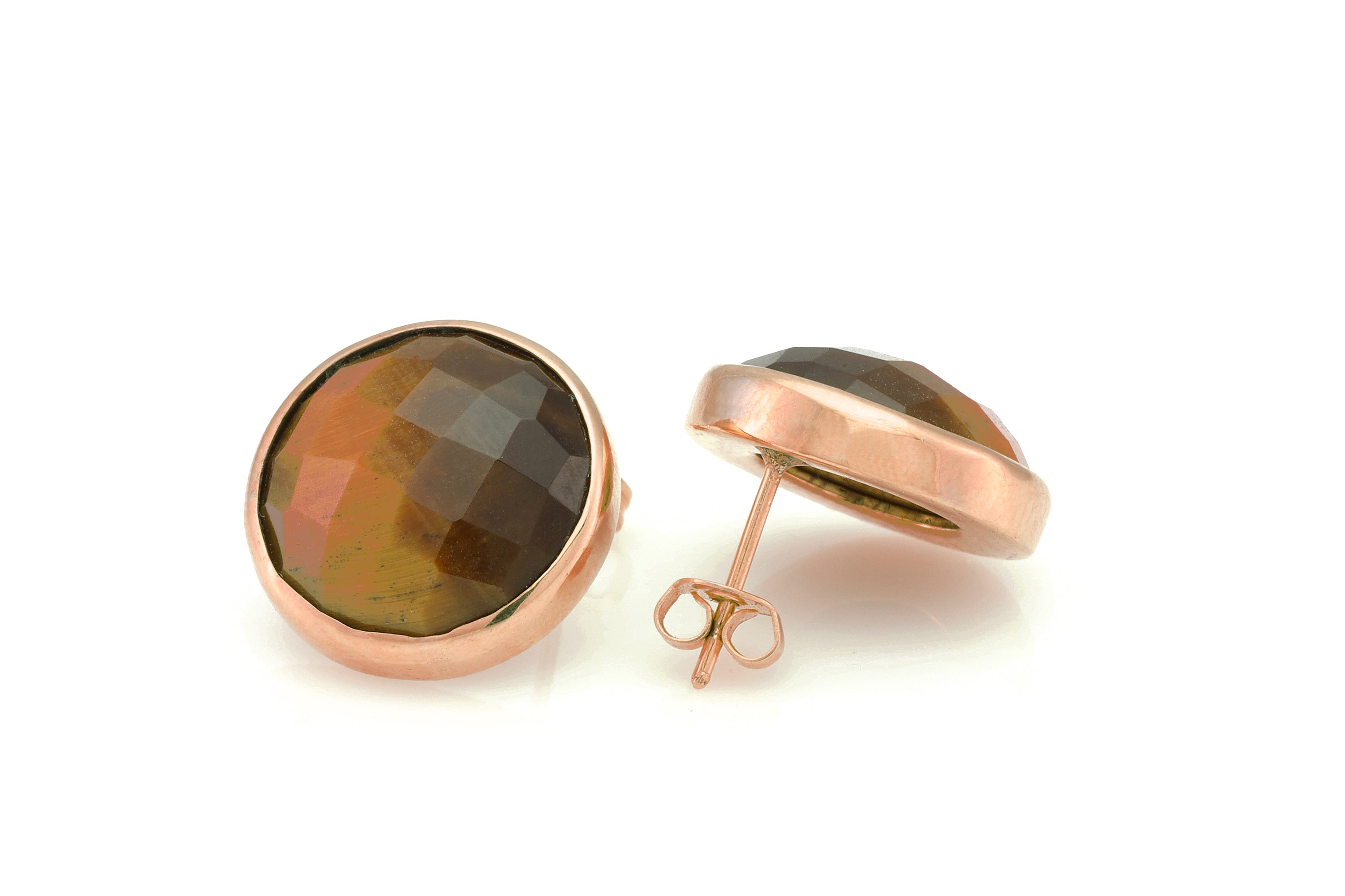 Big Chunky Gold Tiger Eye Statement Stud Earrings Earrings Anemone Limited