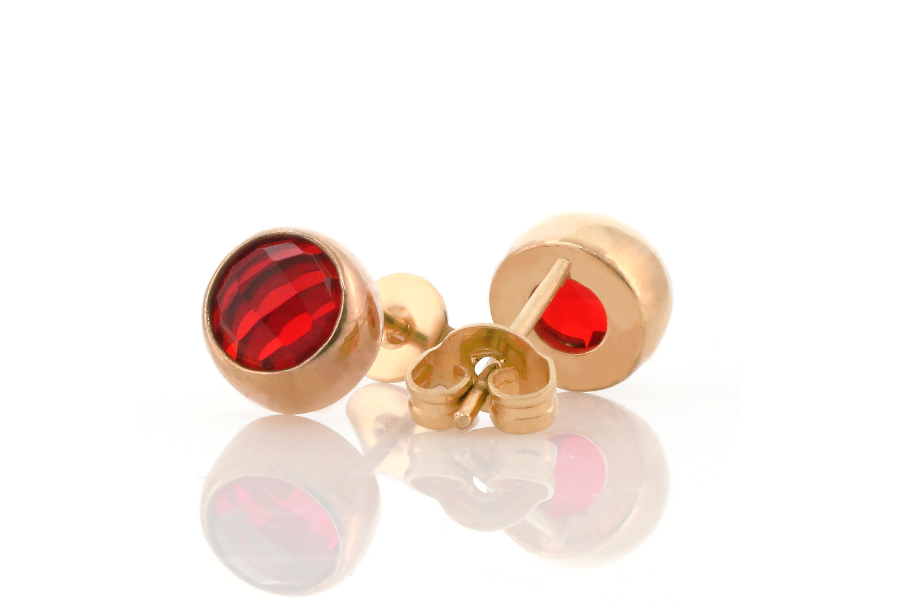 Minimalist Dainty Gold Ruby Stud Bezel Earrings Earrings Anemone Limited