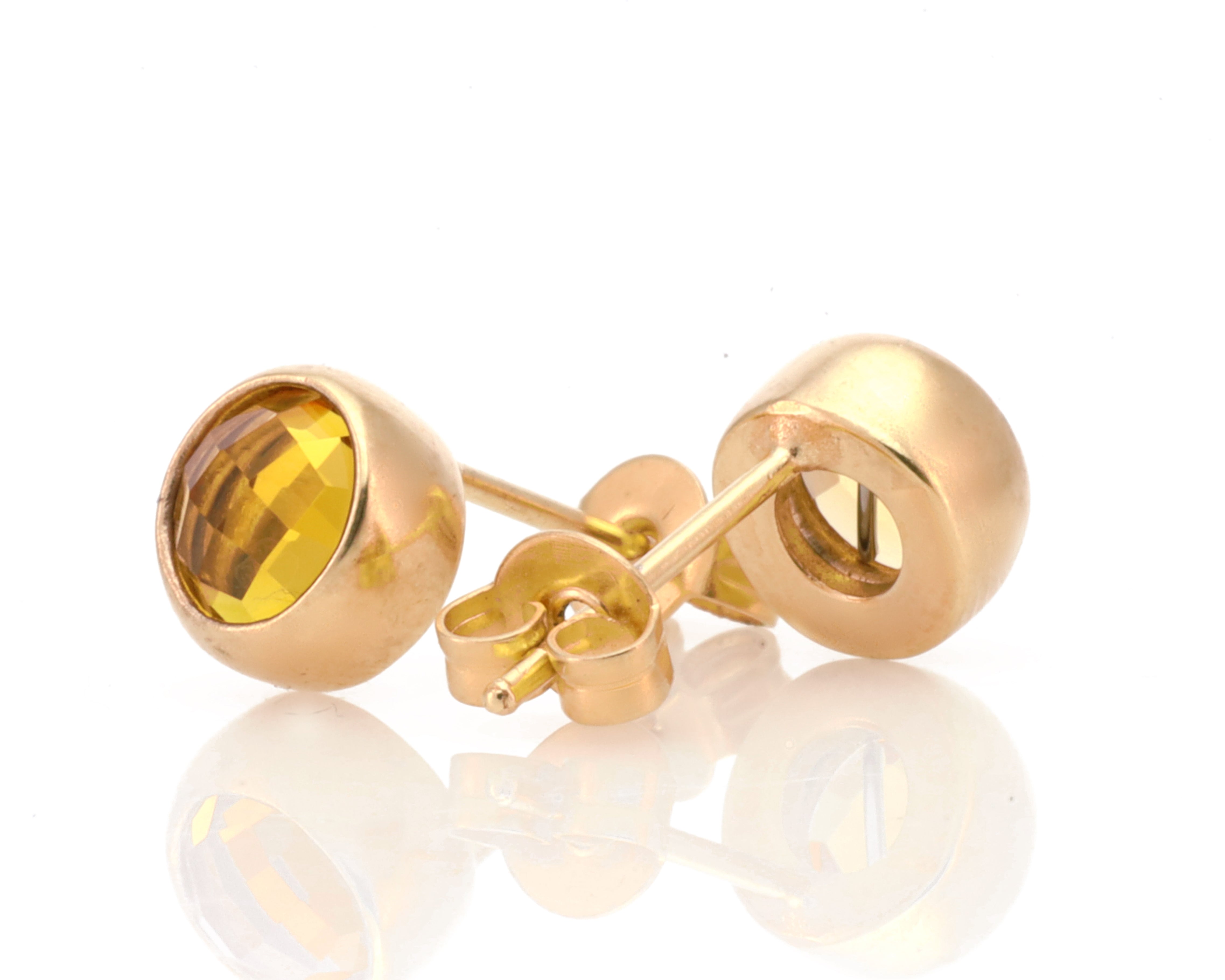 Delicate Citrine Gemstone Bezel Set Rose Gold Earrings Earrings Anemone Limited