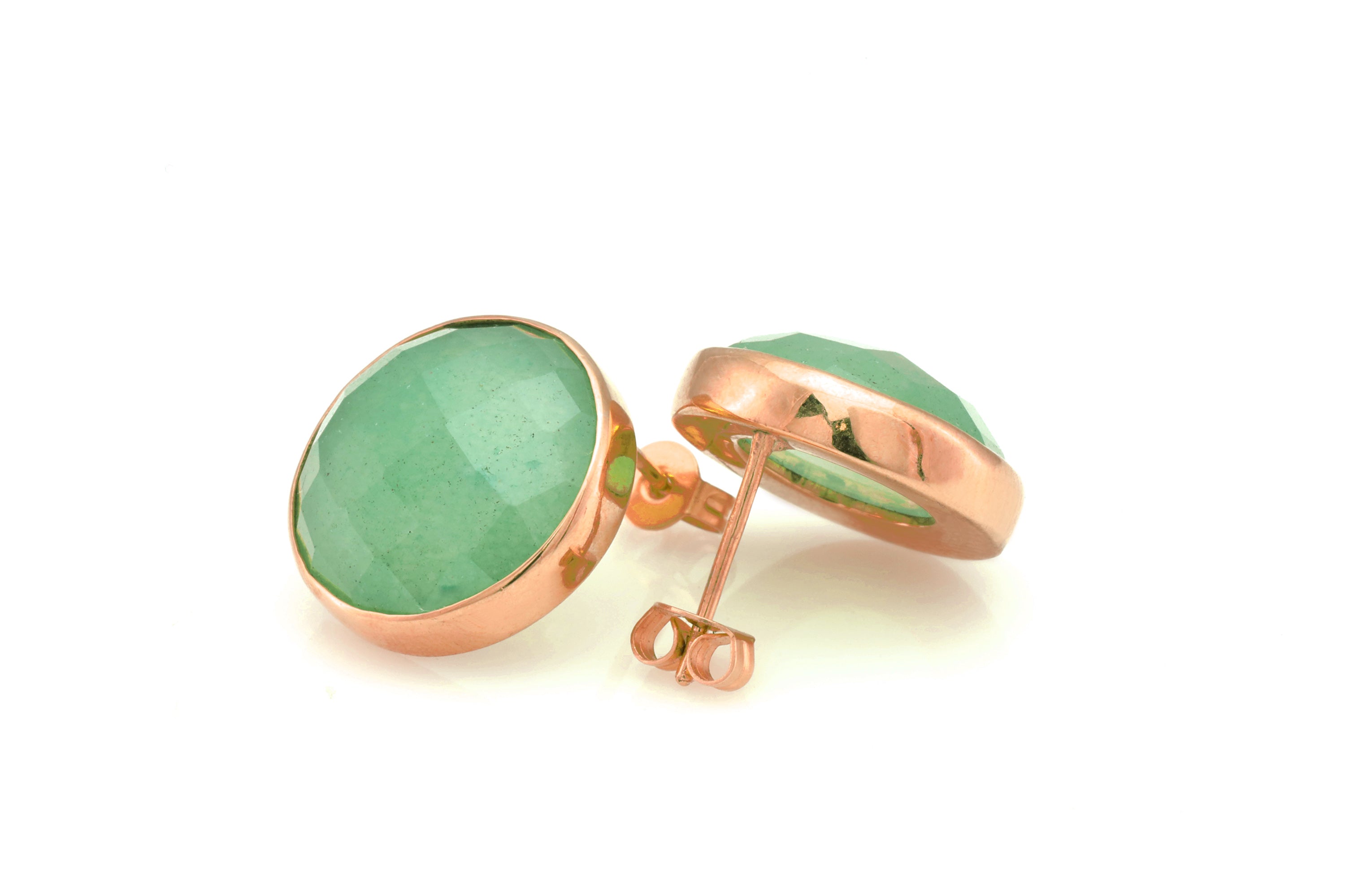 Green Aventurine Gemstone Stud Earrings in Solid Gold Earrings Anemone Limited