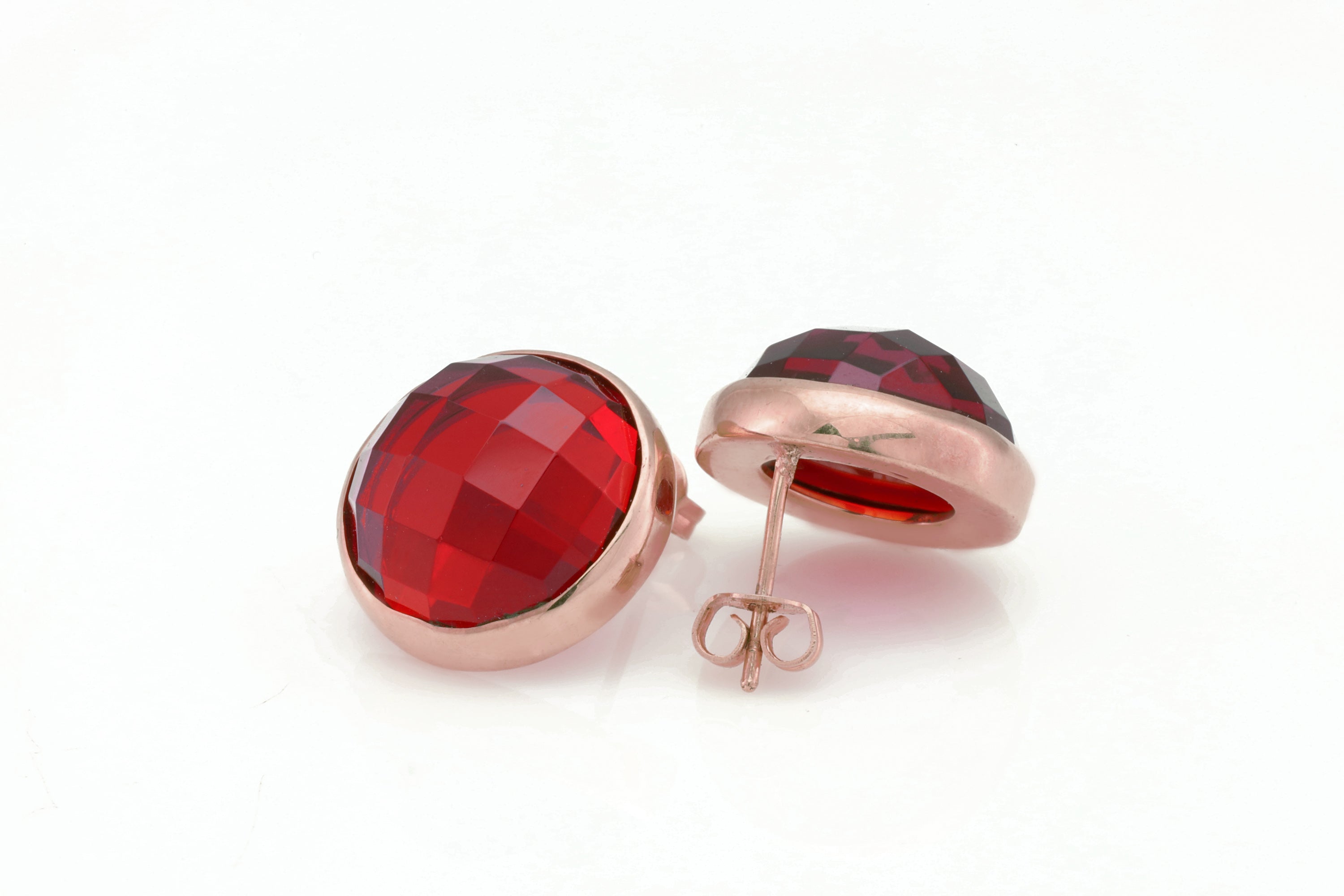 Handmade Ruby Stud Earrings in Gold Studs Earrings Anemone Limited