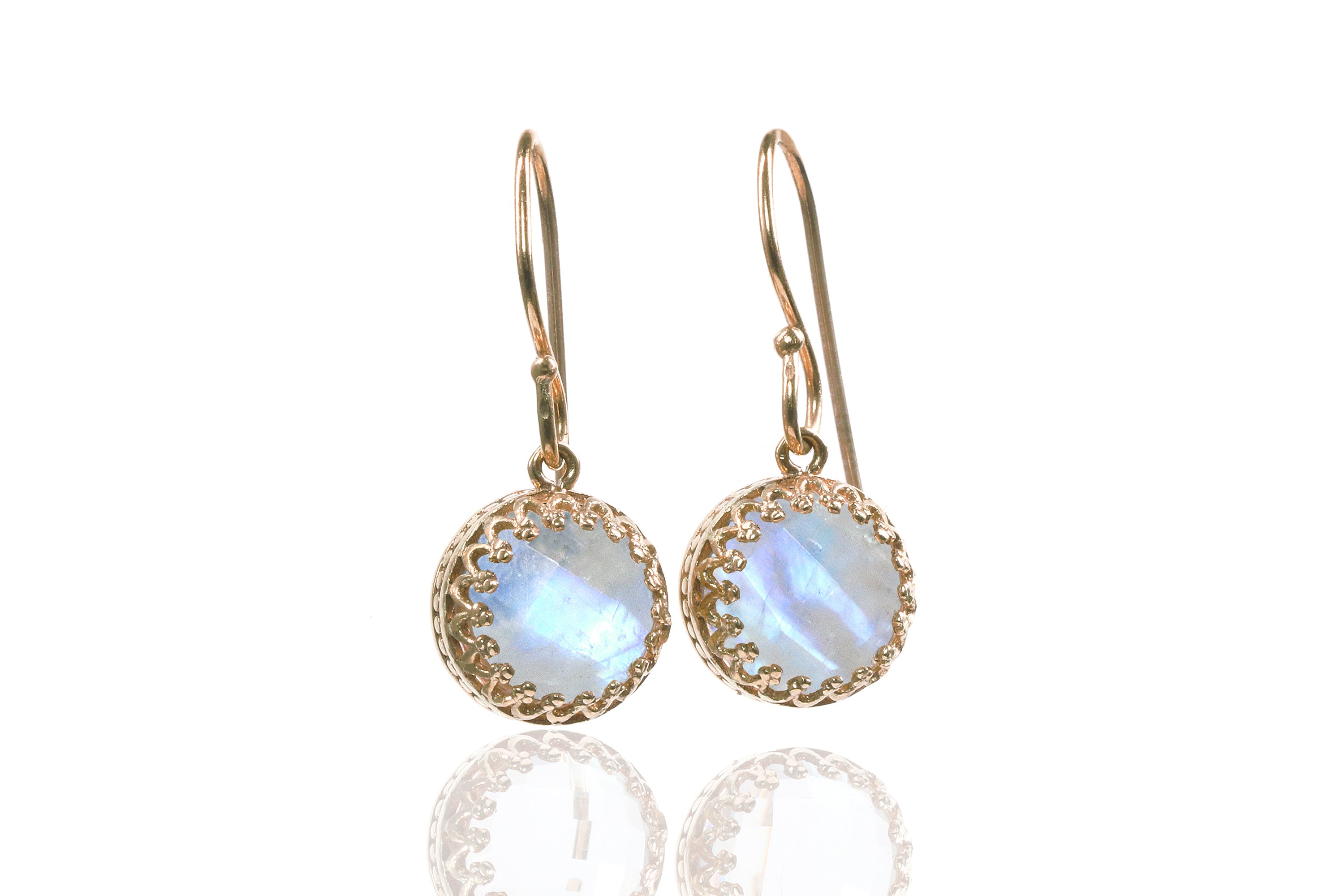 Intricate Moonstone Gold Dangle Earrings Earrings Anemone Jewelry