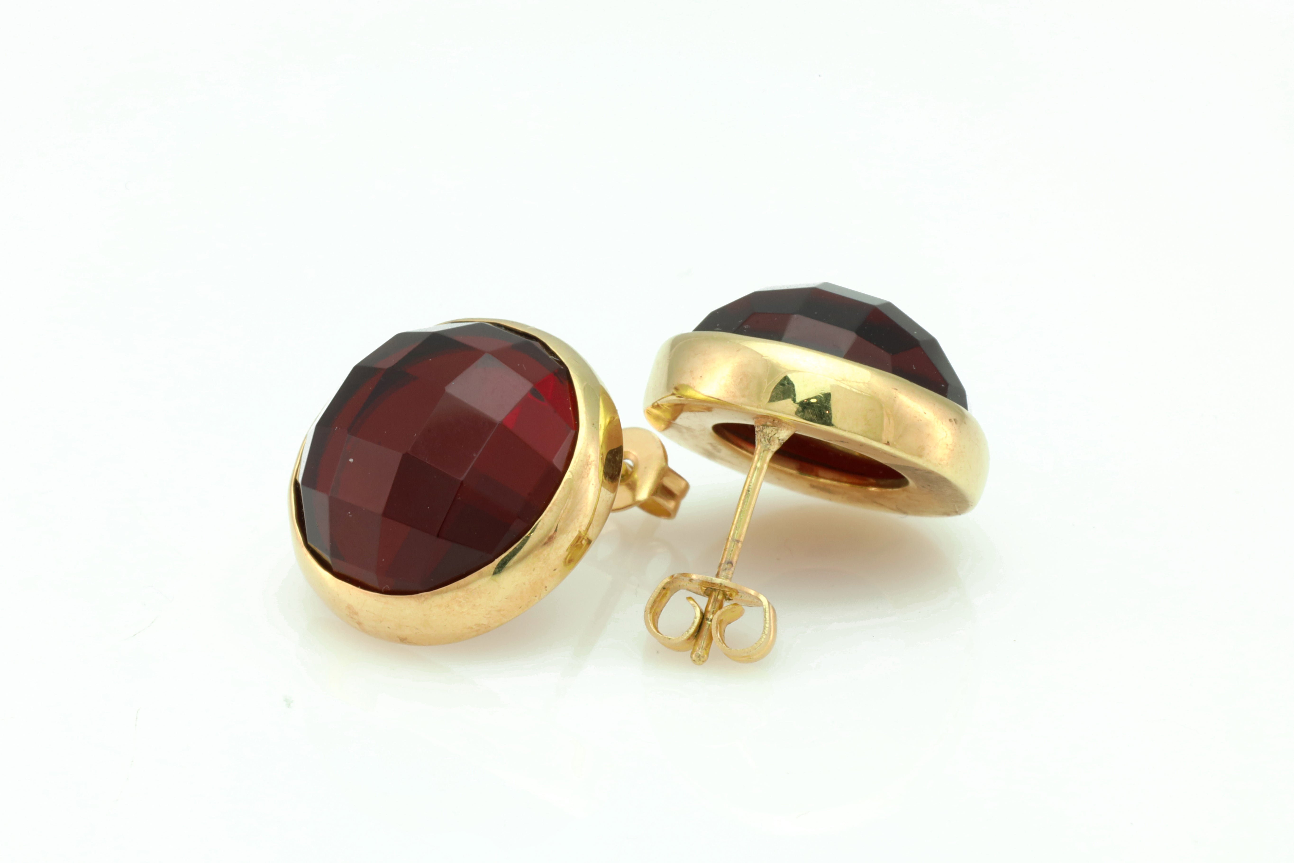 14k Gold Filled Red Garnet Statement Bezel Earrings Earrings Anemone Limited